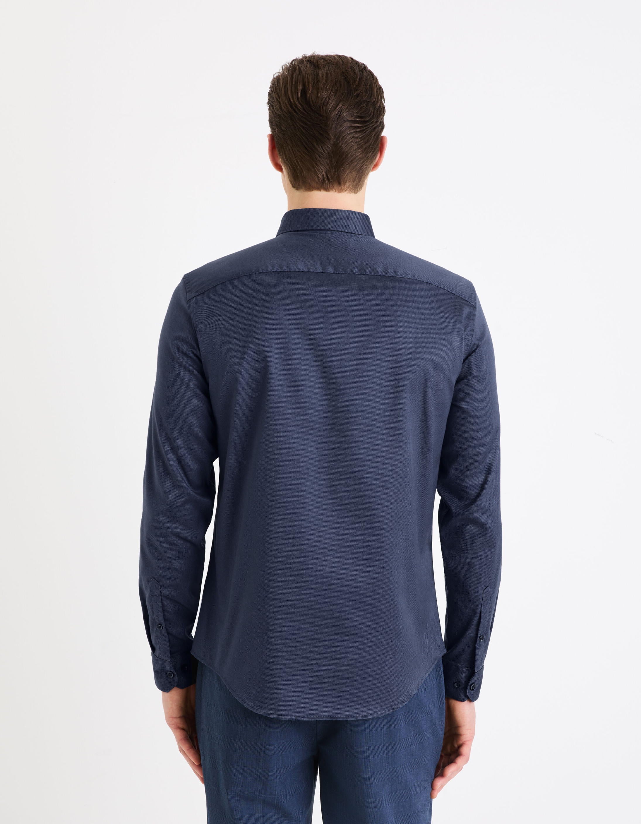 100% Cotton Oxford Slim Shirt_NAROX_NAVY_04