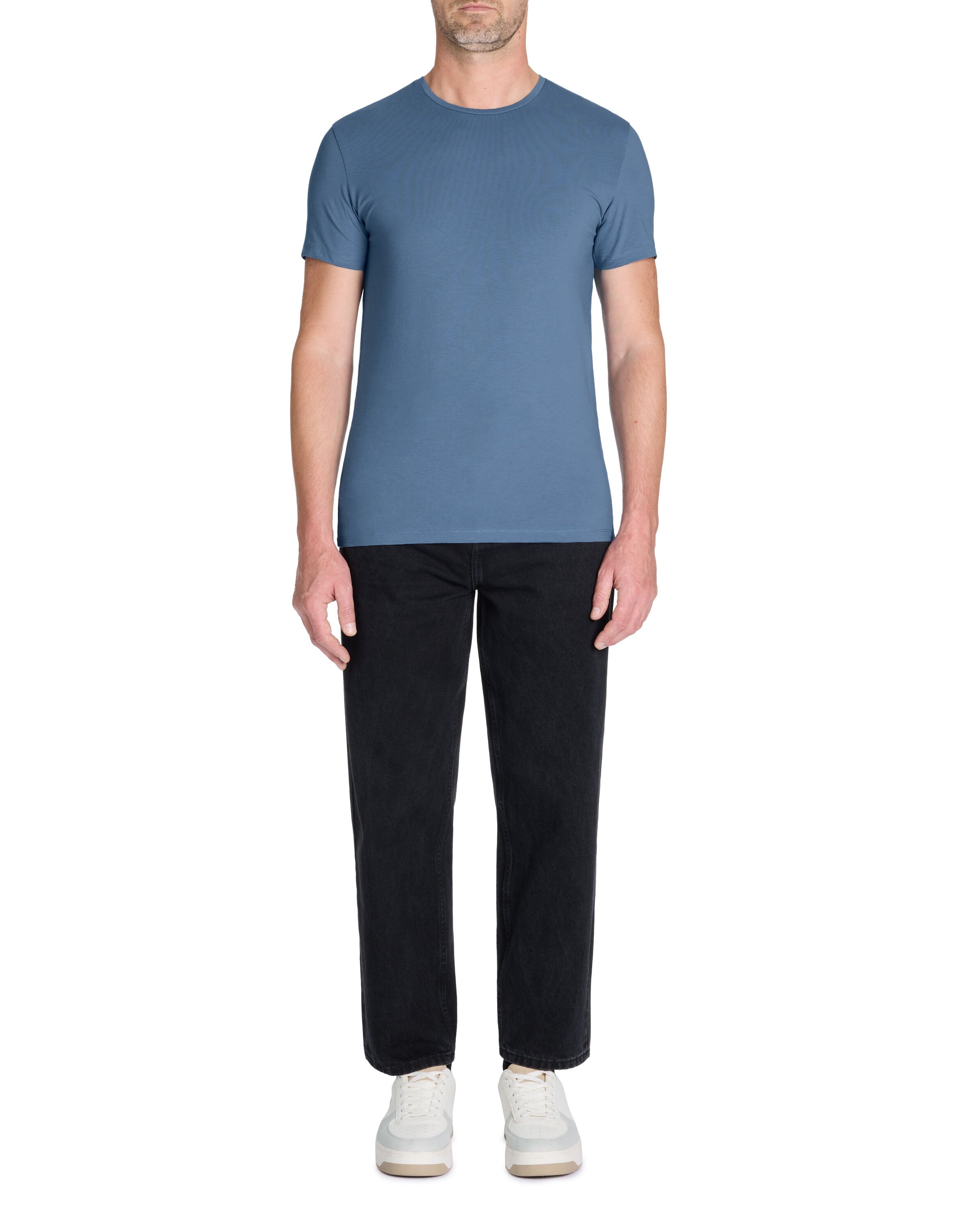 Celio_Slim Round Neck T-Shirt 100% Stretch Cotton - Navy_NEUNIR_BLUE 01_02
