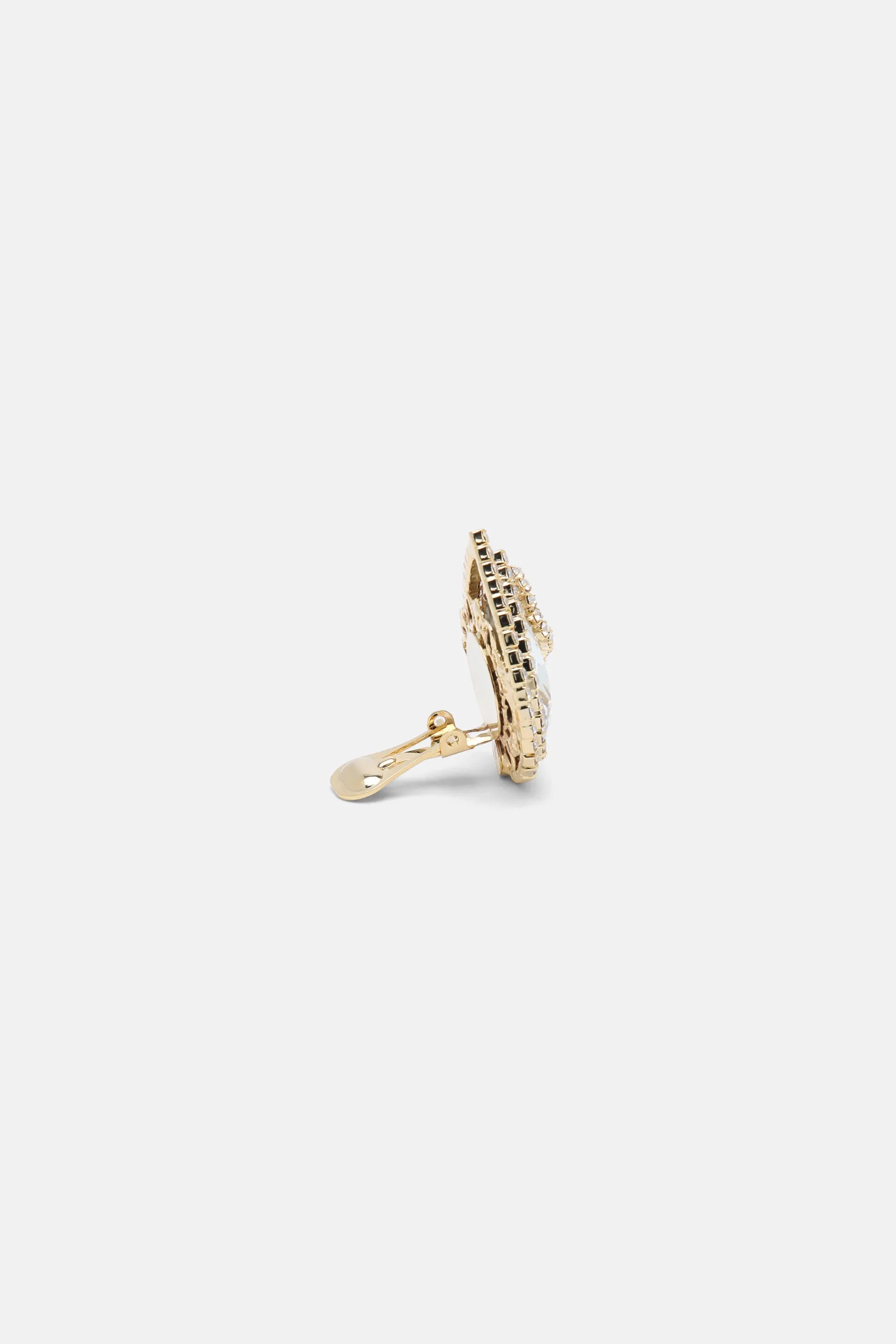 Luisa Spagnoli Nickel/Oro Women Notabili - Brass Drop Earrings with Rhinestones SKU: NOTABILI_0001 0002 Image 03