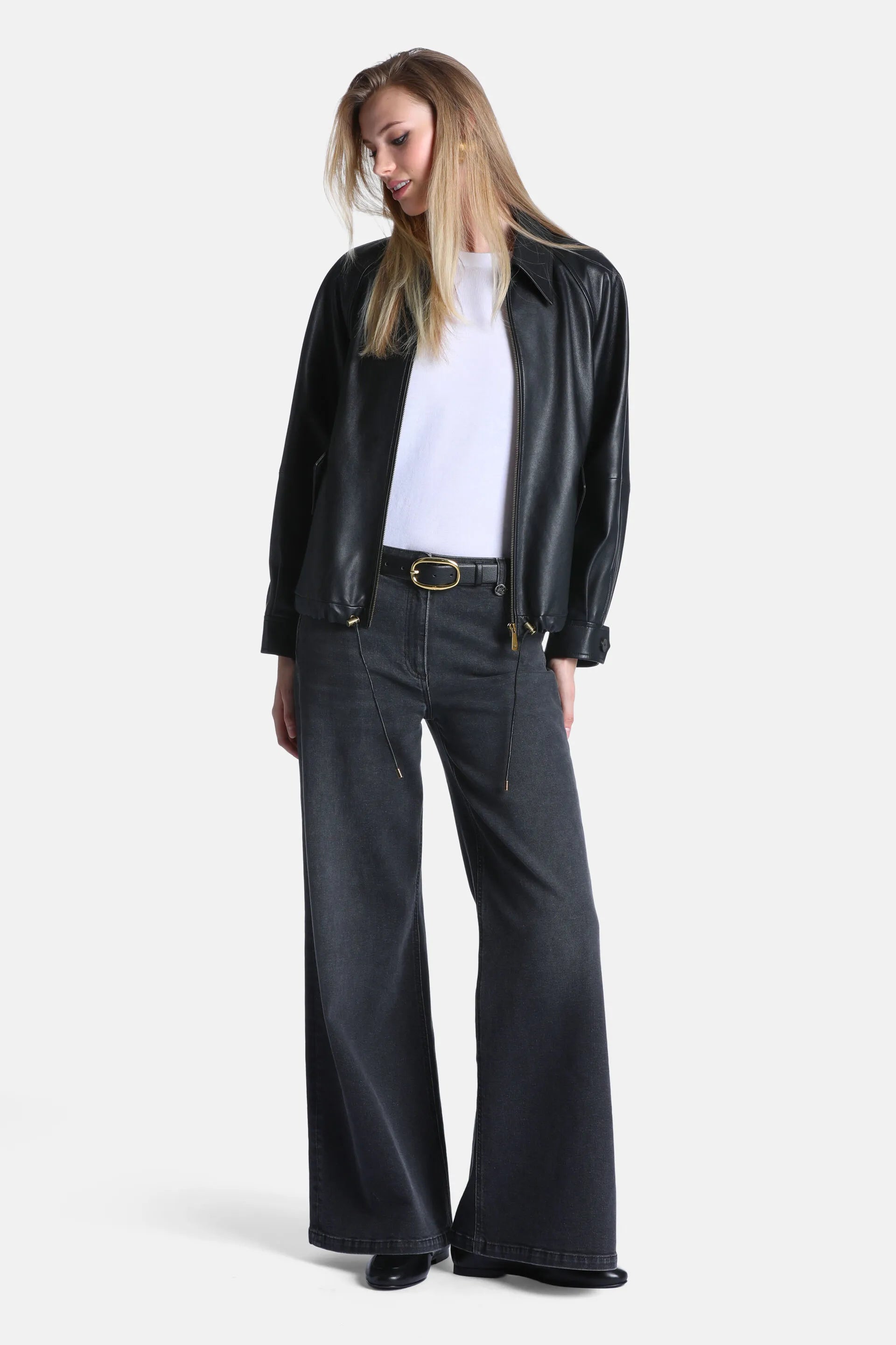 Luisa Spagnoli Grigio Women Olla - Logo-Embellished Wide-Leg Jeans SKU: OLLA_1073 Image 02
