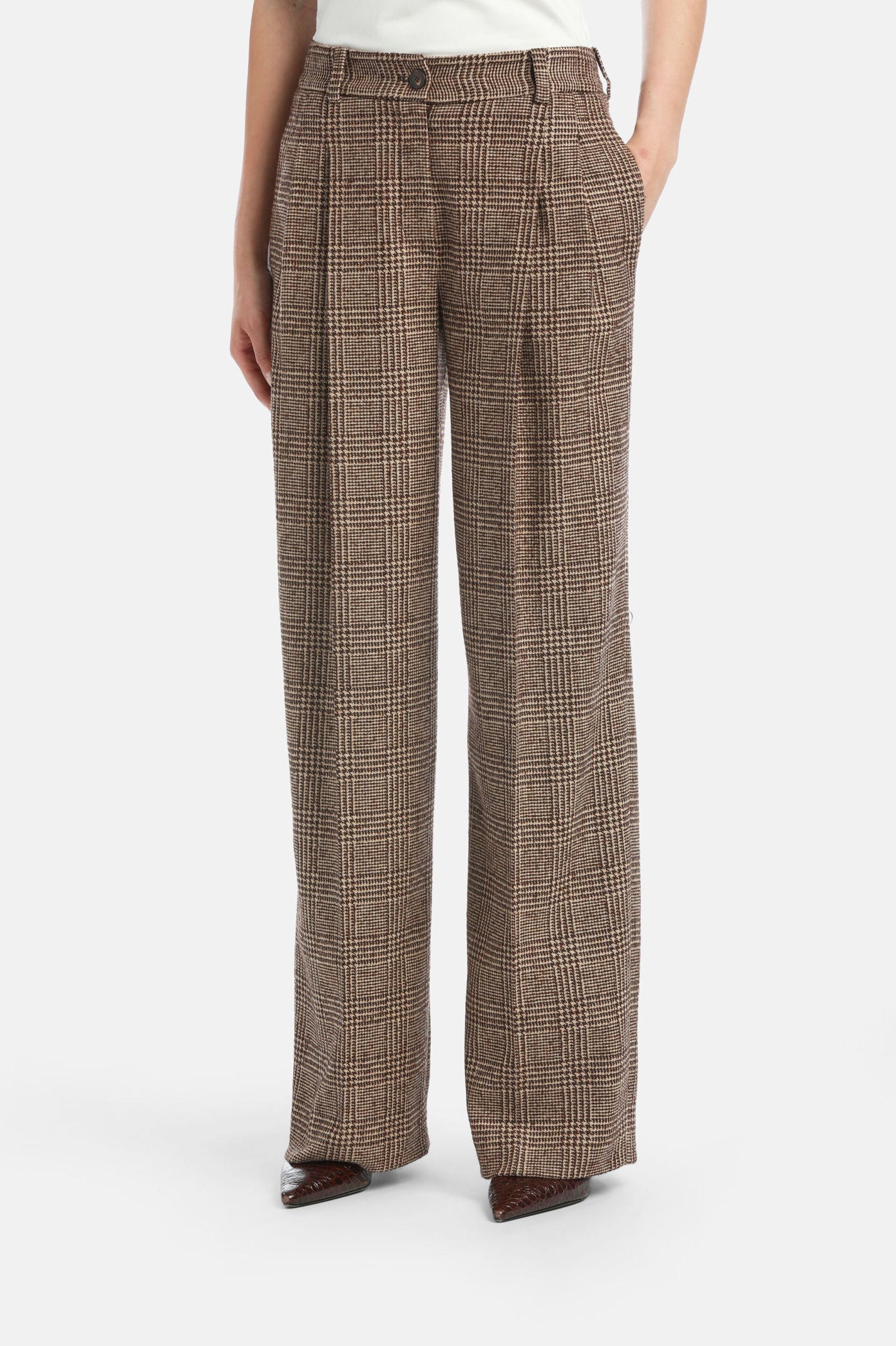 Luisa Spagnoli_Var Marone Beige_Ossana - Houndstooth Trousers_OSSANA_3991_02