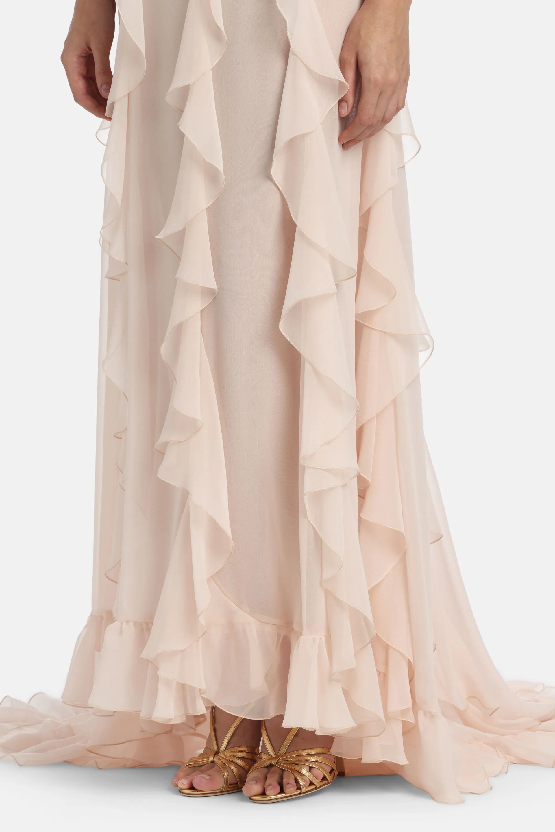 Luisa Spagnoli Rosa Women Paciere - Ruffled Maxi Dress - Fashion Show SKU: PACIERE_0389 Image 04