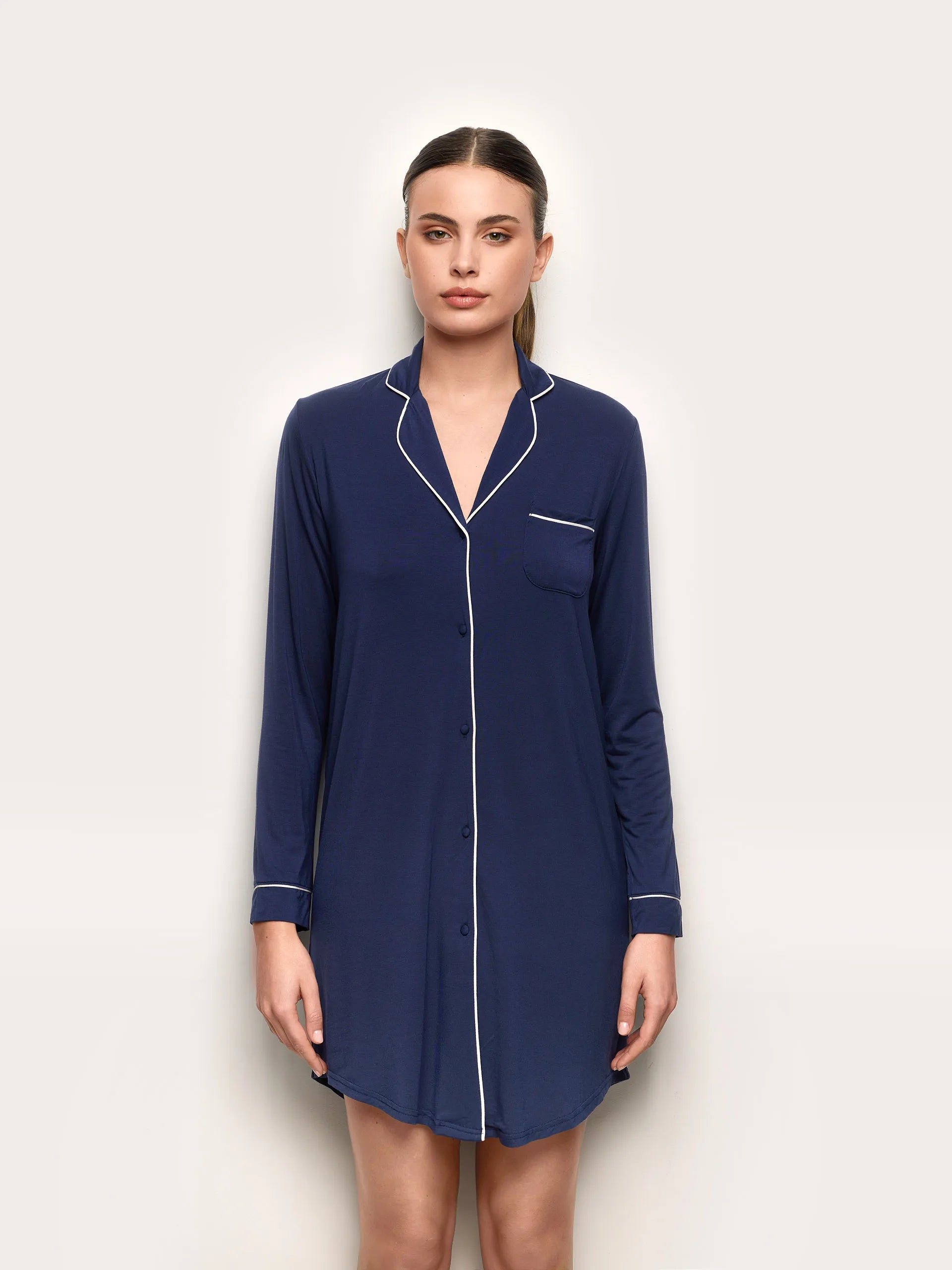 Yamamay_Dark Blue_Long-Sleeve Nightshirt - Daily Modal_PCCD191002_215_02