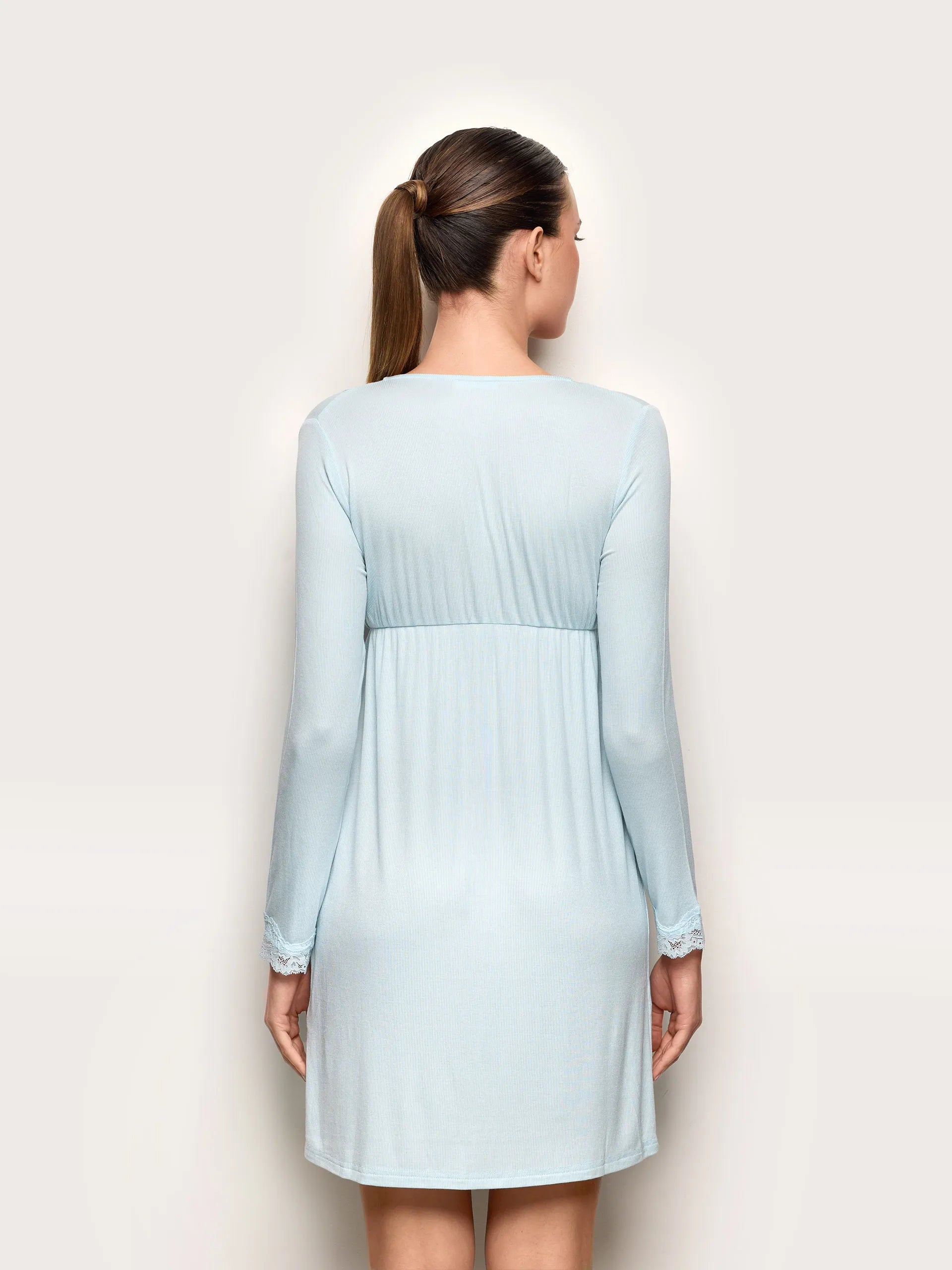 Yamamay_Light Azure_Long Sleeve Nightgown - Modal Rib_PCCD191003_013_04