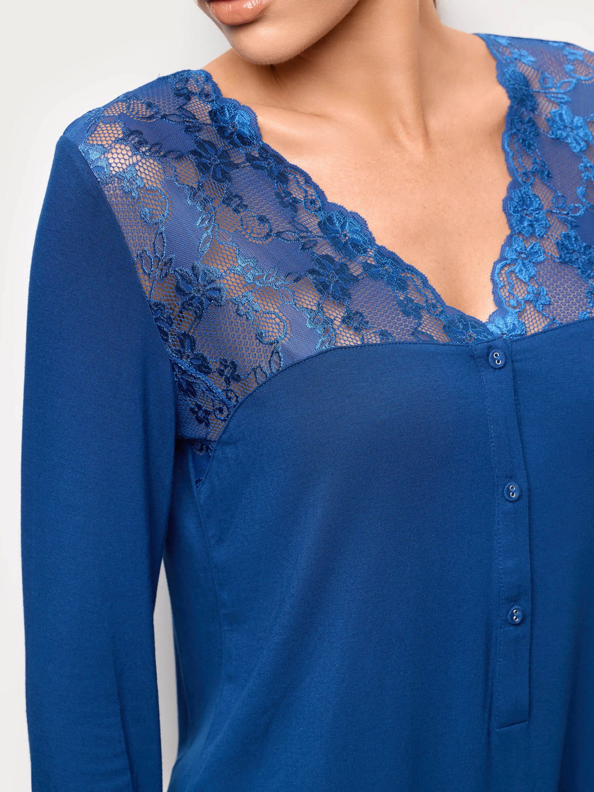 Yamamay DARK BLUE Women Long-Sleeve Nightshirt - Primula Color SKU: PCCD193001_215 Image 03