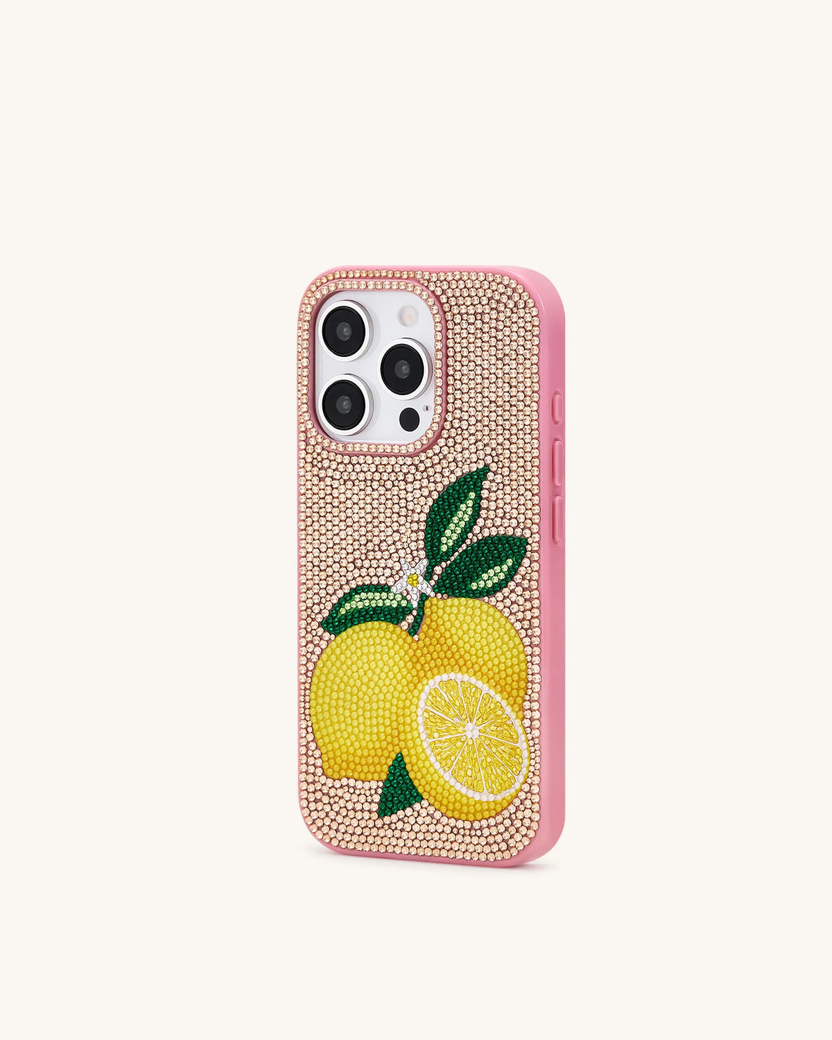 JW Pei Pink Women Lemon Artificial Crystal Phone Case SKU: PE213-4-ip17pro_Pink Image 02