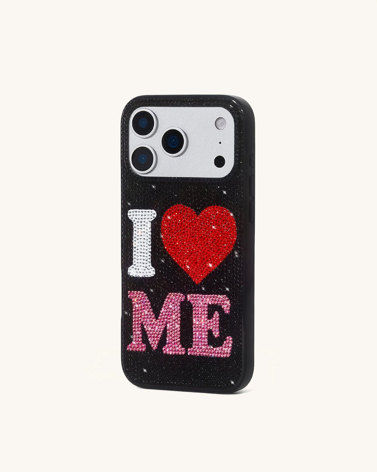 JW Pei Black Women I Love Me Artificial Crystal Phone Case SKU: PE468-1-ip17pro_Black Image 03