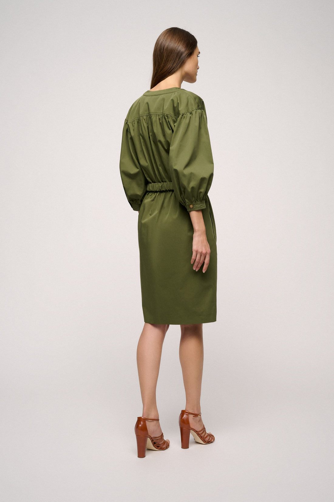 Shirt Dress With Gathered Waist_Pignolo_1779_02