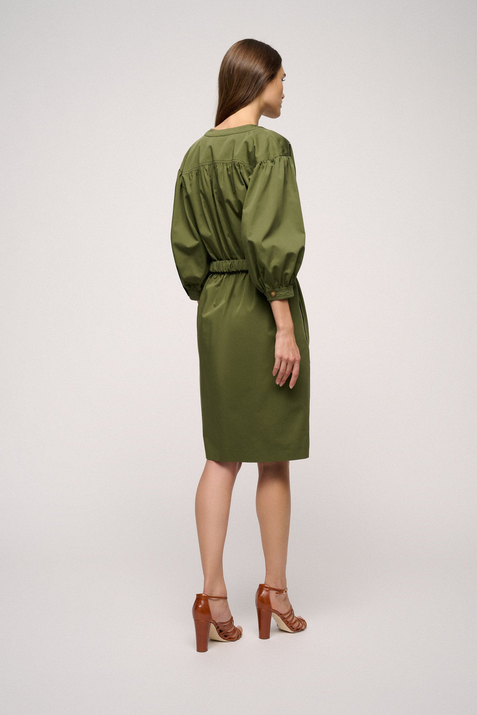 Shirt Dress With Gathered Waist_Pignolo_1779_02