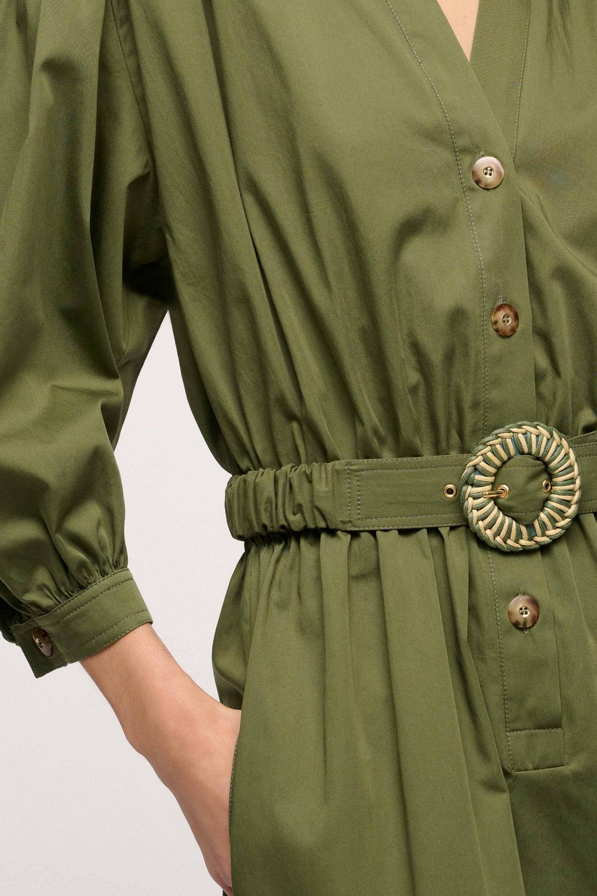 Shirt Dress With Gathered Waist_Pignolo_1779_03