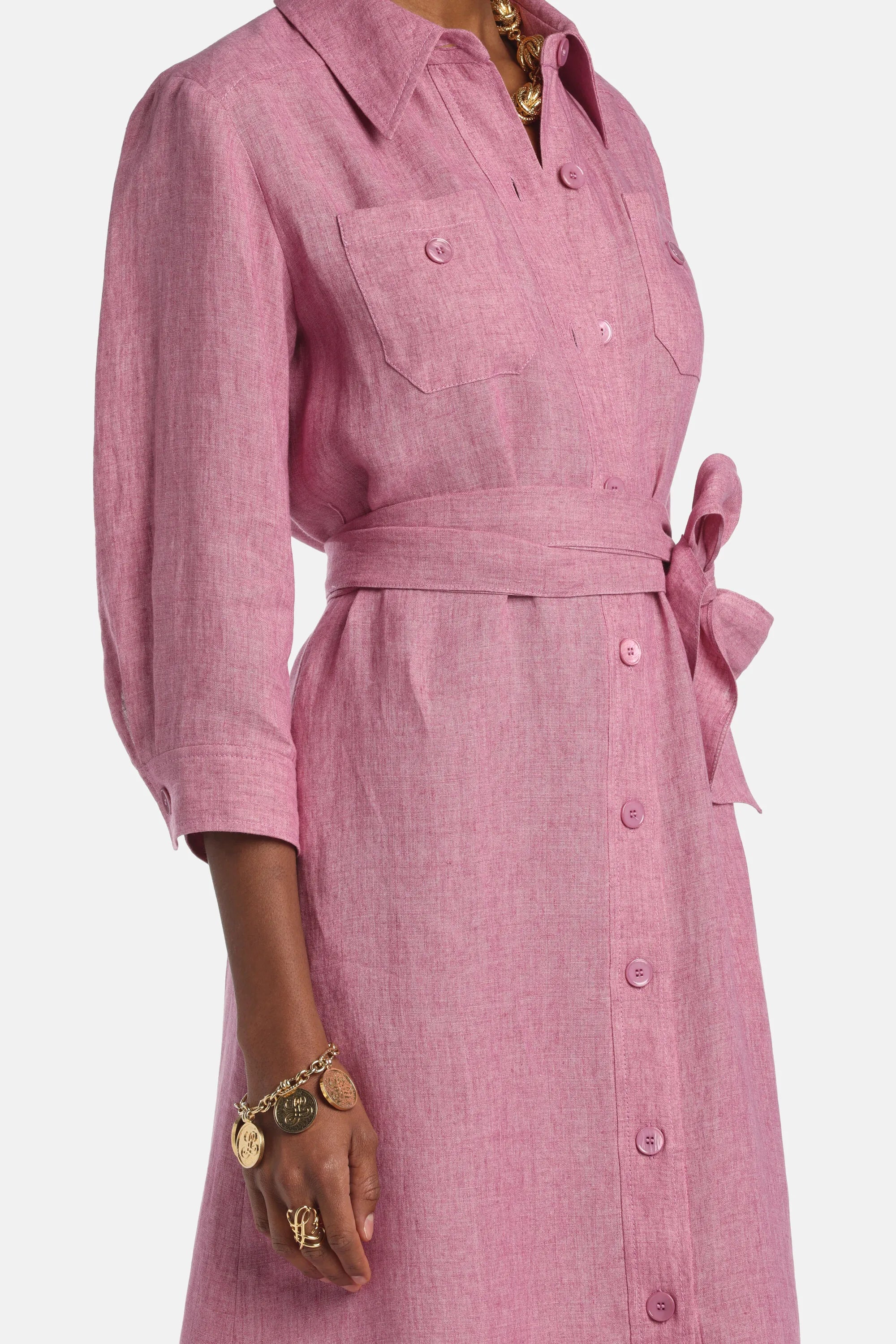 Luisa Spagnoli Rosa Melange Women Polesana - Long Shirt Dress SKU: POLESANA_0338 Image 04