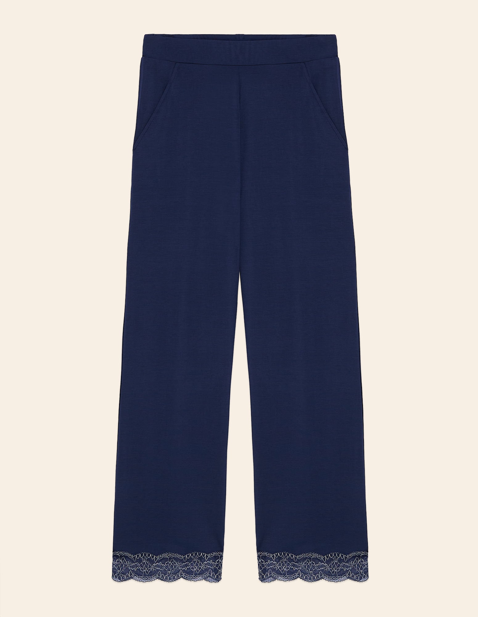 Yamamay_Long Trousers of Blue Pajamas in Tencel ª Modal Stretch with Lace_PPBD181003_215_05
