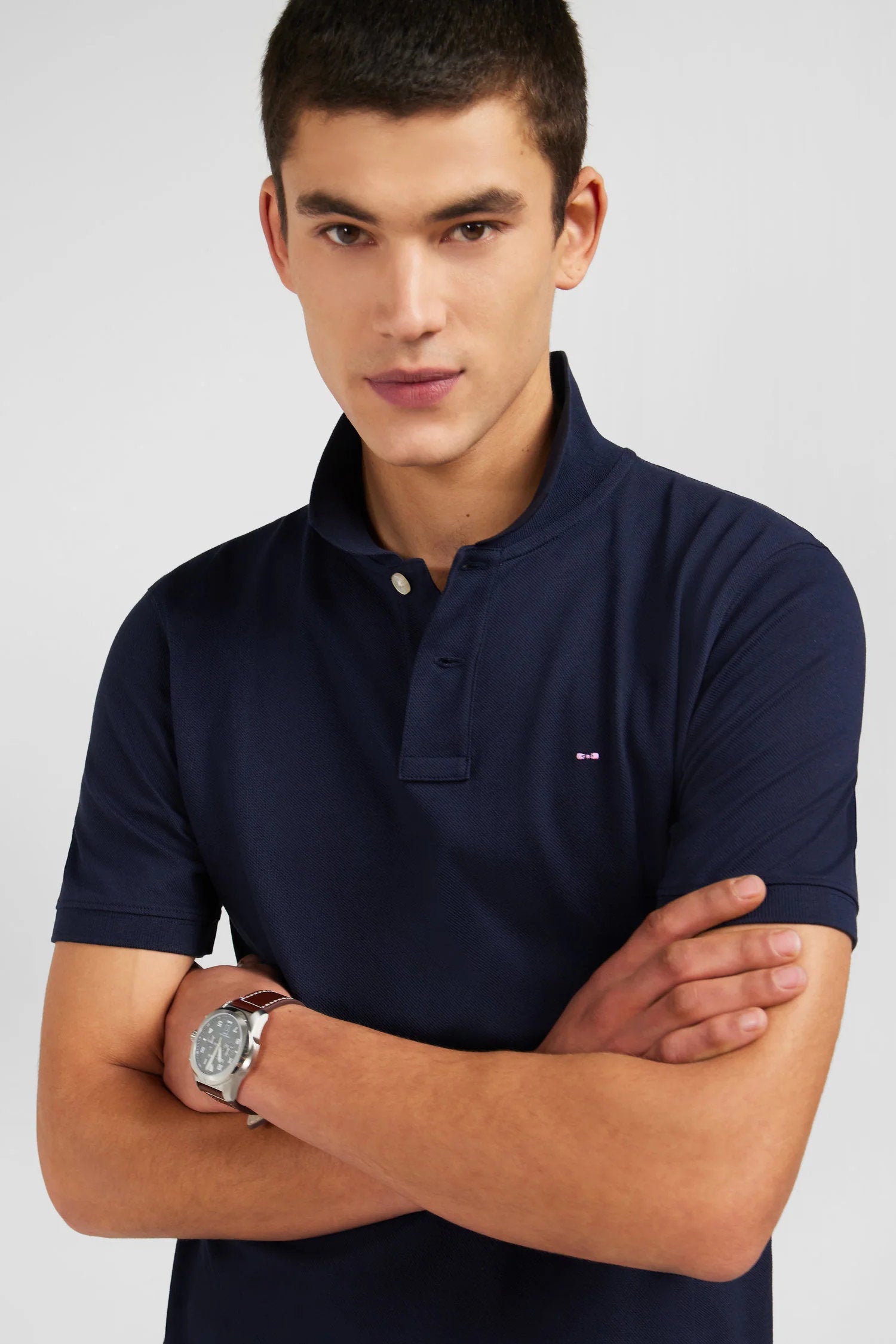 Eden Park_Navy Blue Stretch Pima Cotton Polo_PPKNIPCE0006_BLF_01