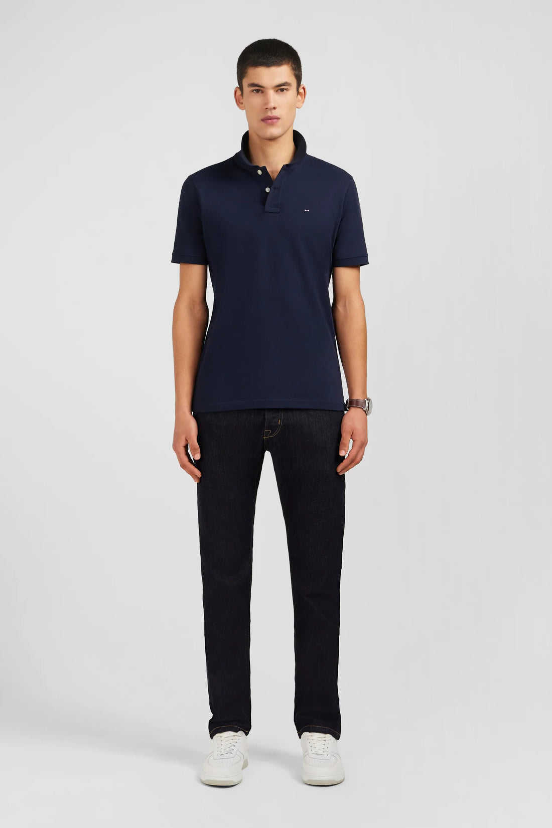 Eden Park_Navy Blue Stretch Pima Cotton Polo_PPKNIPCE0006_BLF_02