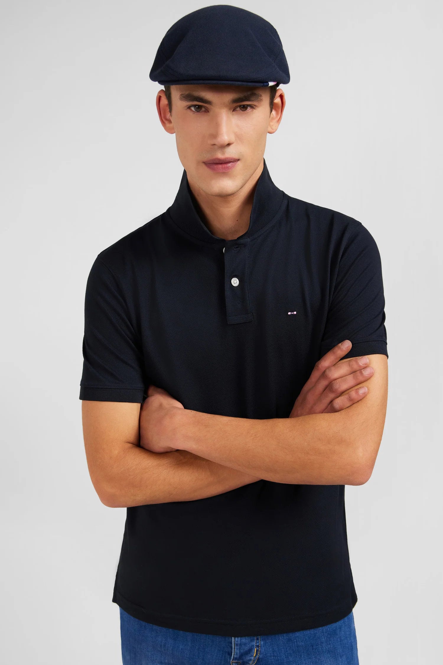 Eden Park_Black Stretch Pima Cotton Polo_PPKNIPCE0006_NO_01
