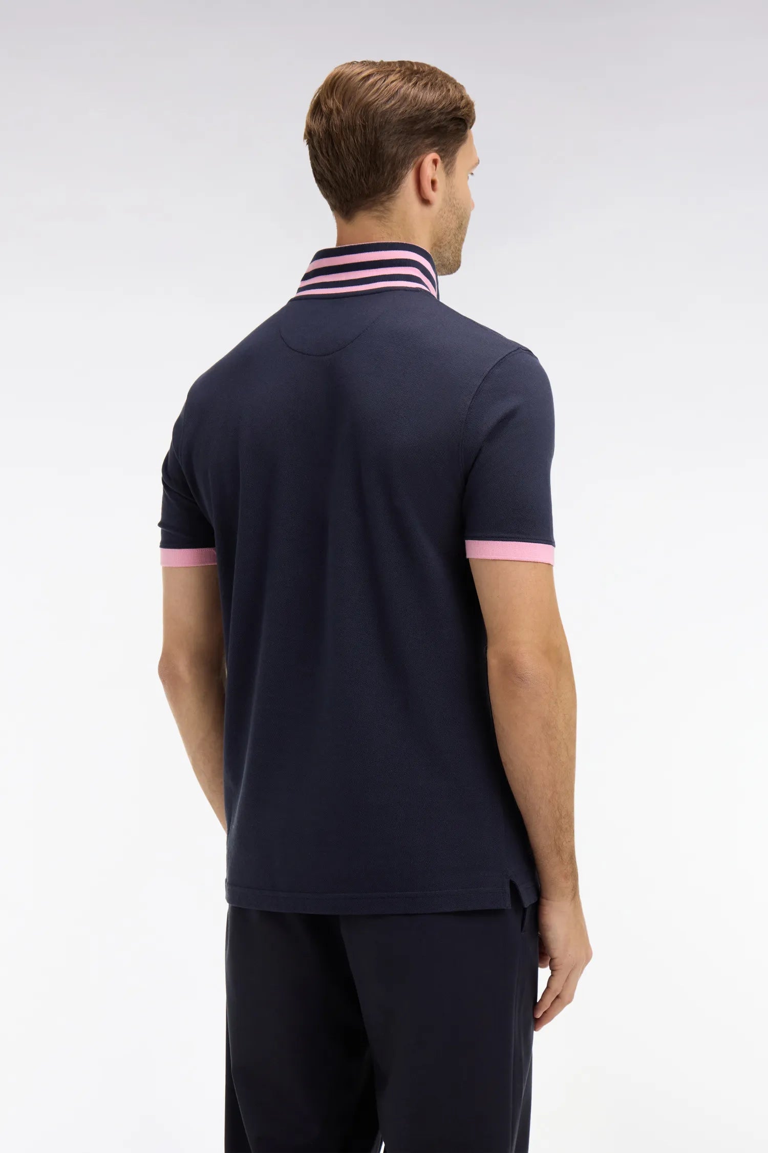 Eden Park Navy Blue Men Black Pima Cotton Polo with Contrasting Accents SKU: PPKNIPCE0008_BLF Image 05
