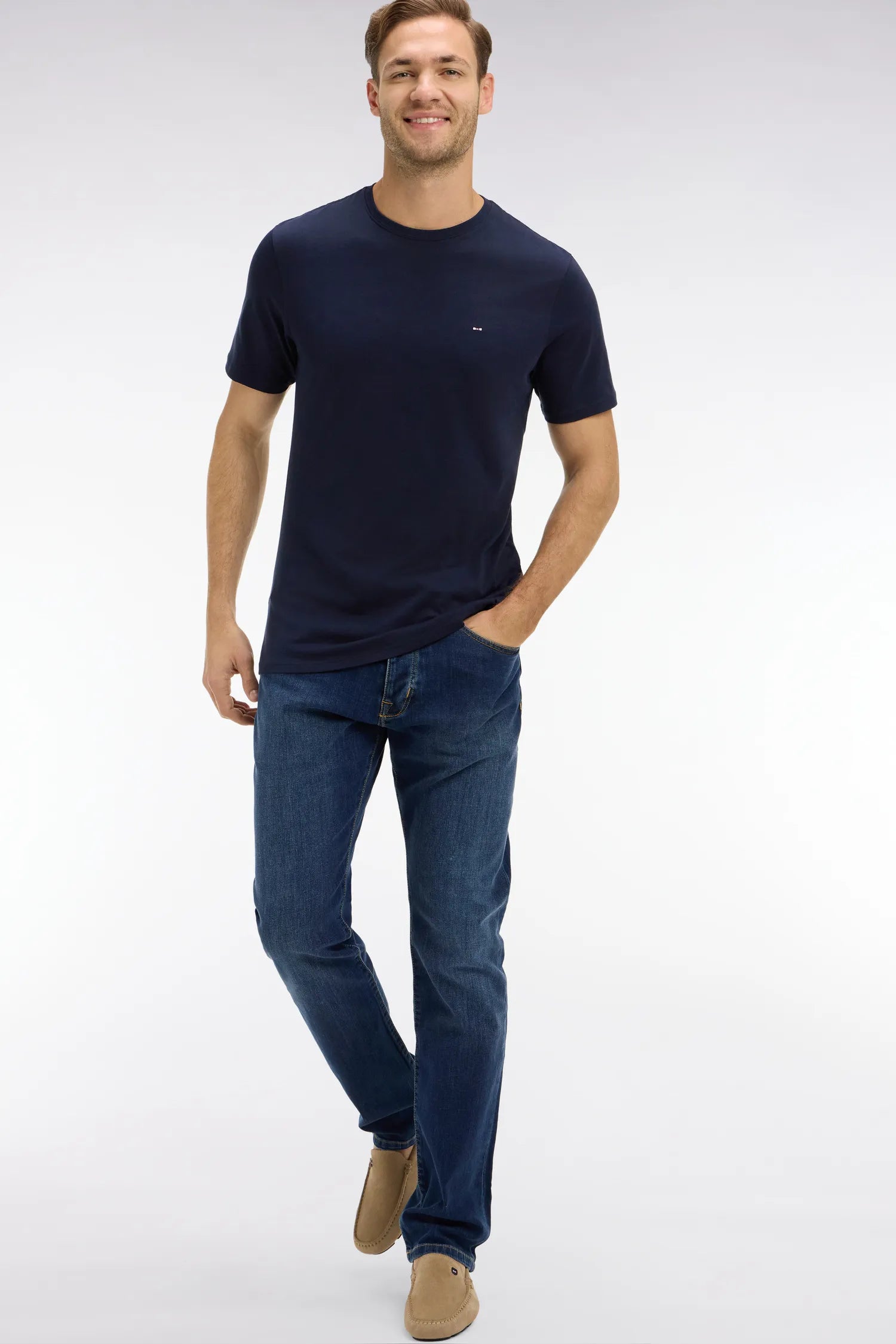 Eden Park Navy Blue Men Crew Neck Navy Blue Pima Cotton T-Shirt SKU: PPKNITCE0007_BLF Image 03