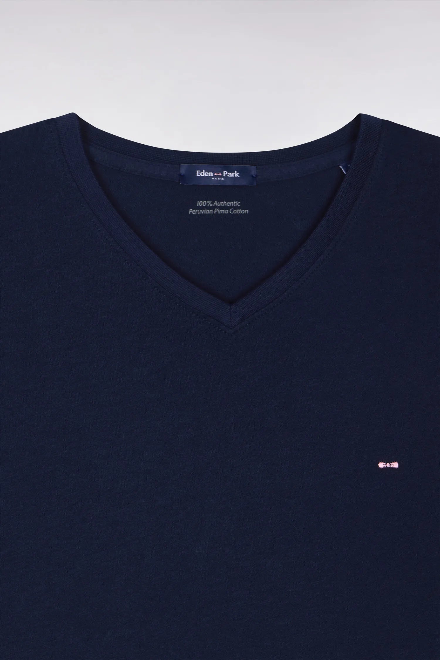 Eden Park Navy Blue Men V-Neck Black Light Pima Cotton T-Shirt SKU: PPKNITCE0008_BLF Image 06