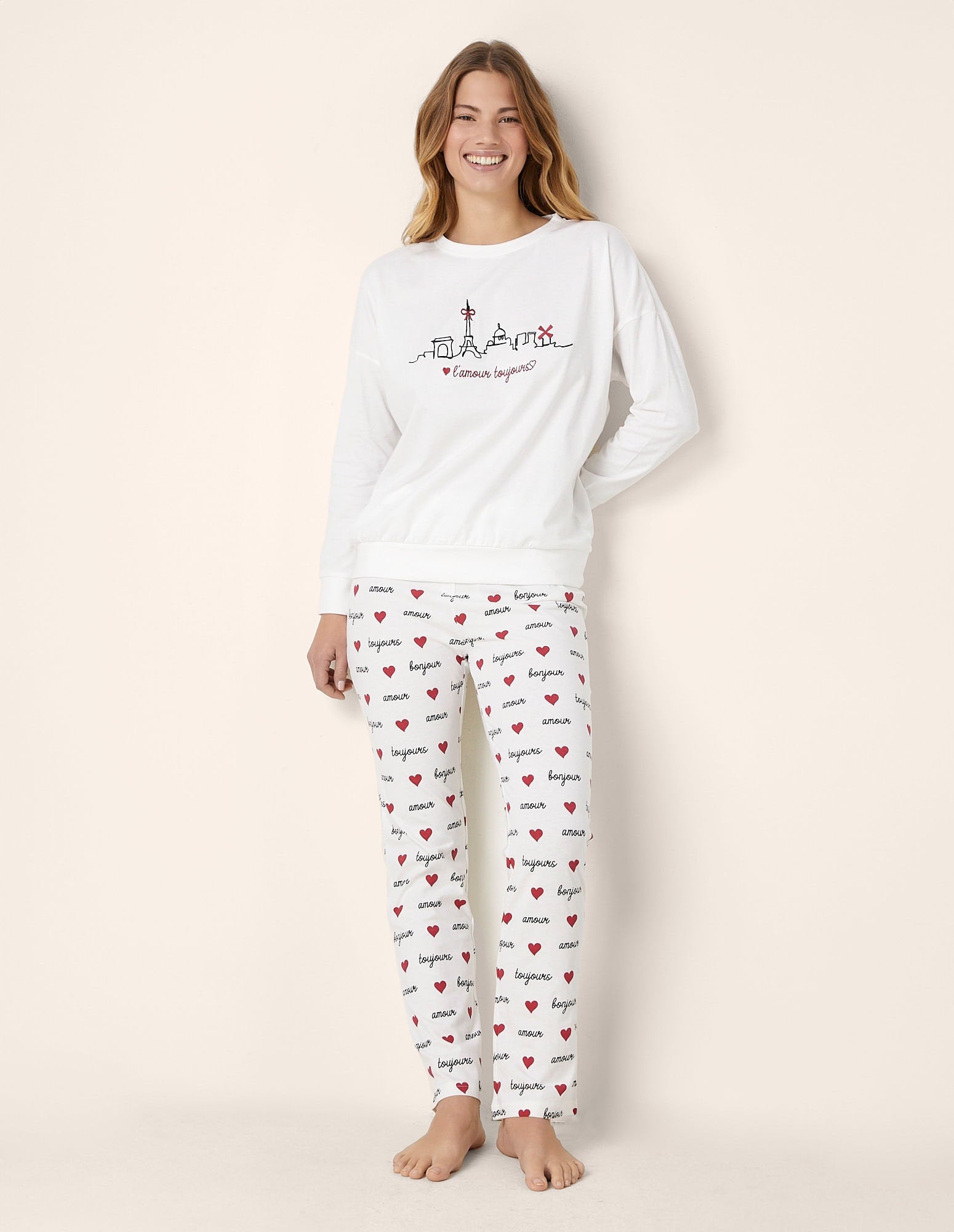 Yamamay_Amour Toujours Long White Pajamas in Cotton Jersey_PPLD181003_244_01