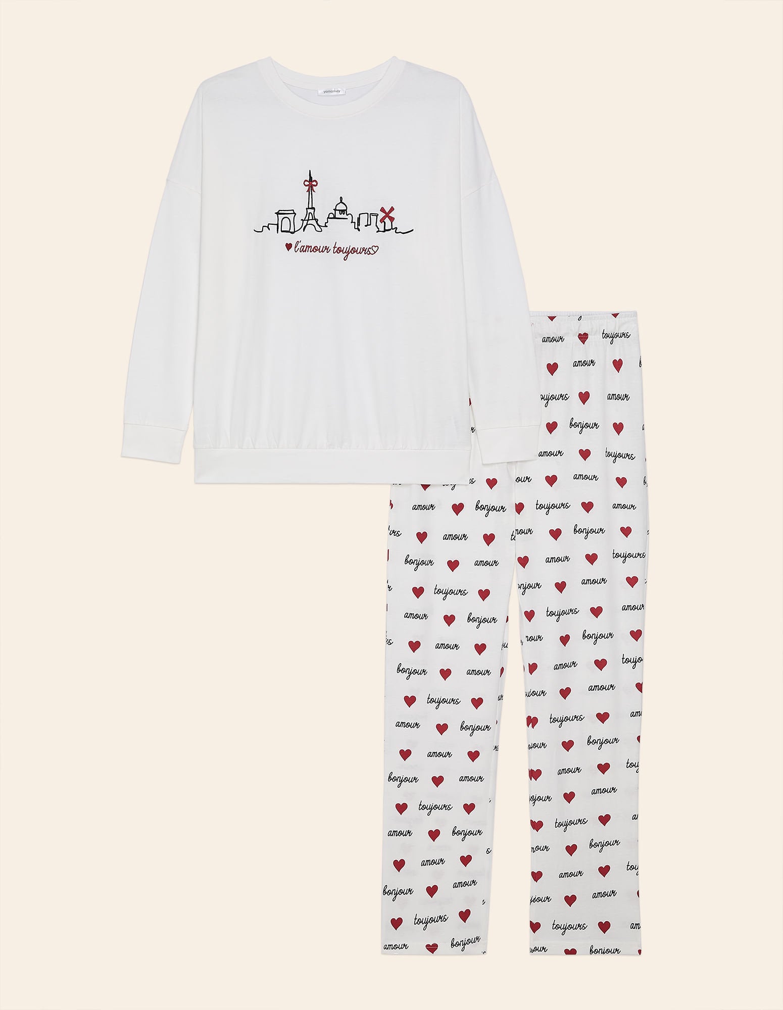 Yamamay_Amour Toujours Long White Pajamas in Cotton Jersey_PPLD181003_244_05