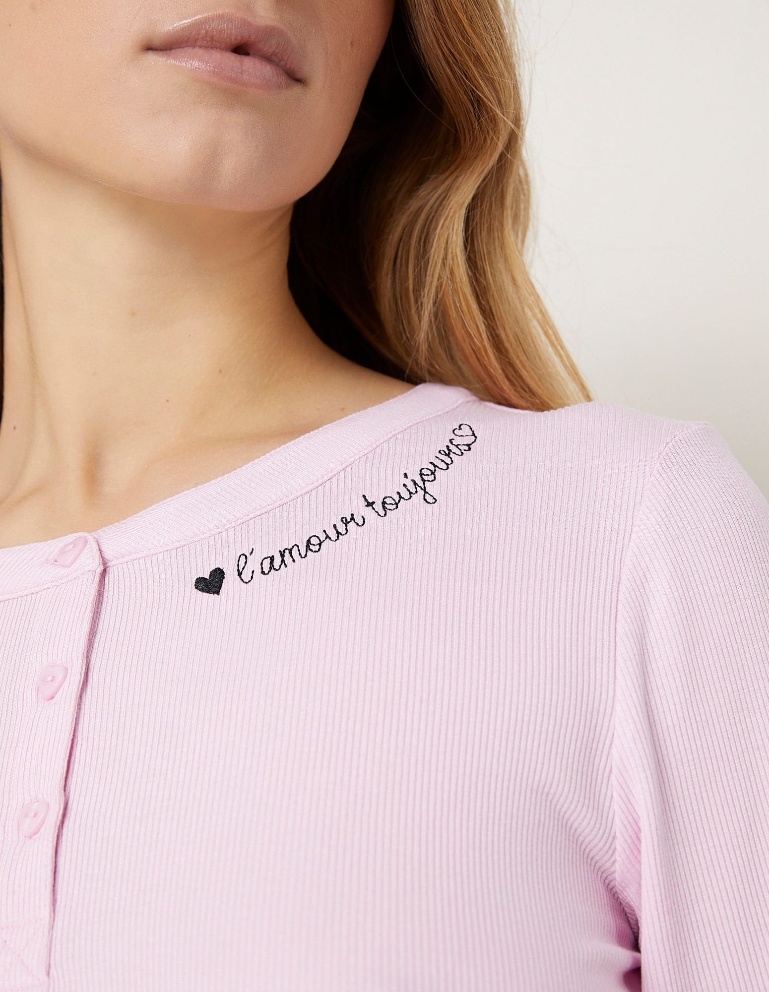 Yamamay_Amour Toujours Long Pink Pajamas in Ribbed Fabric_PPLD181004_900_03