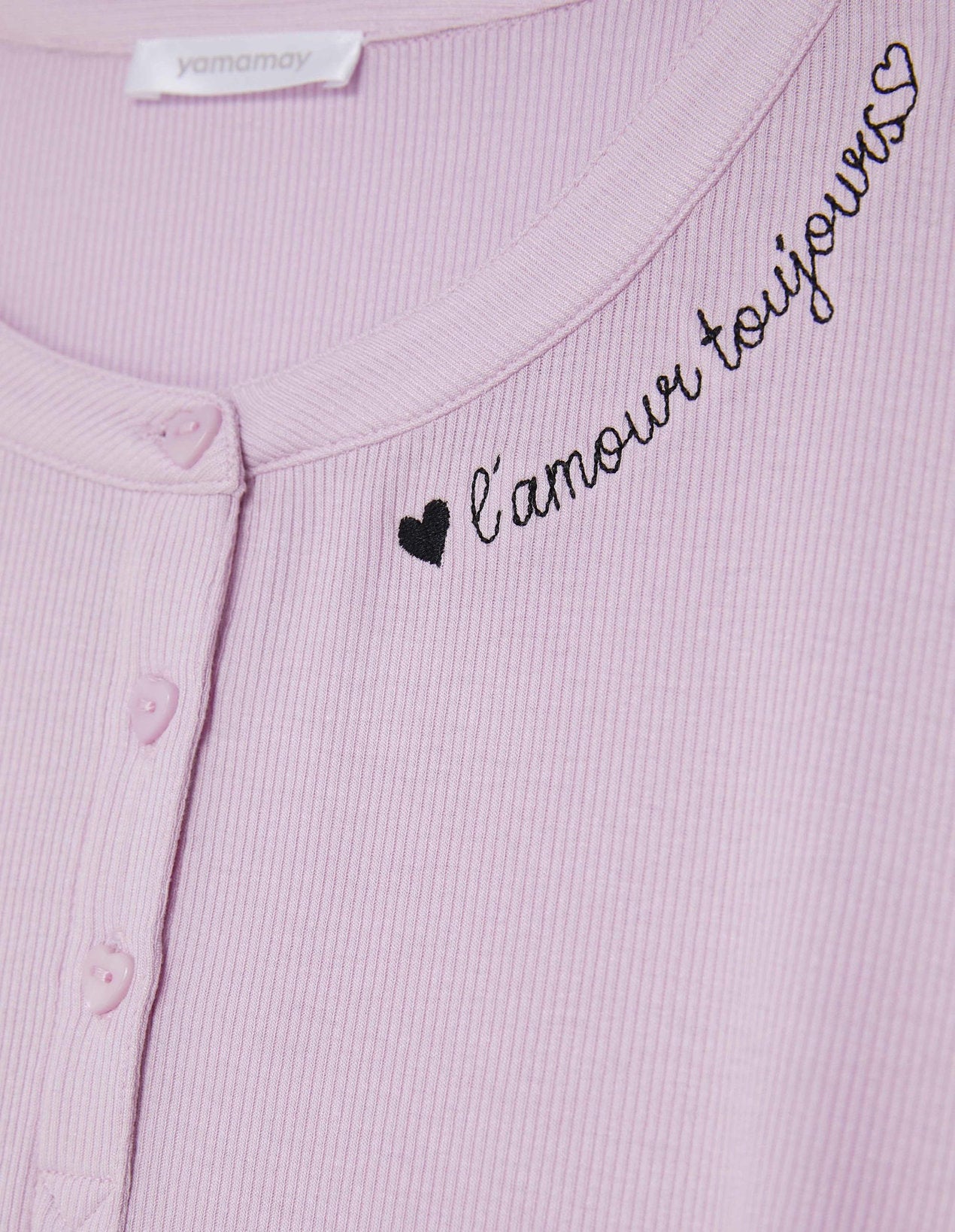 Yamamay_Amour Toujours Long Pink Pajamas in Ribbed Fabric_PPLD181004_900_06