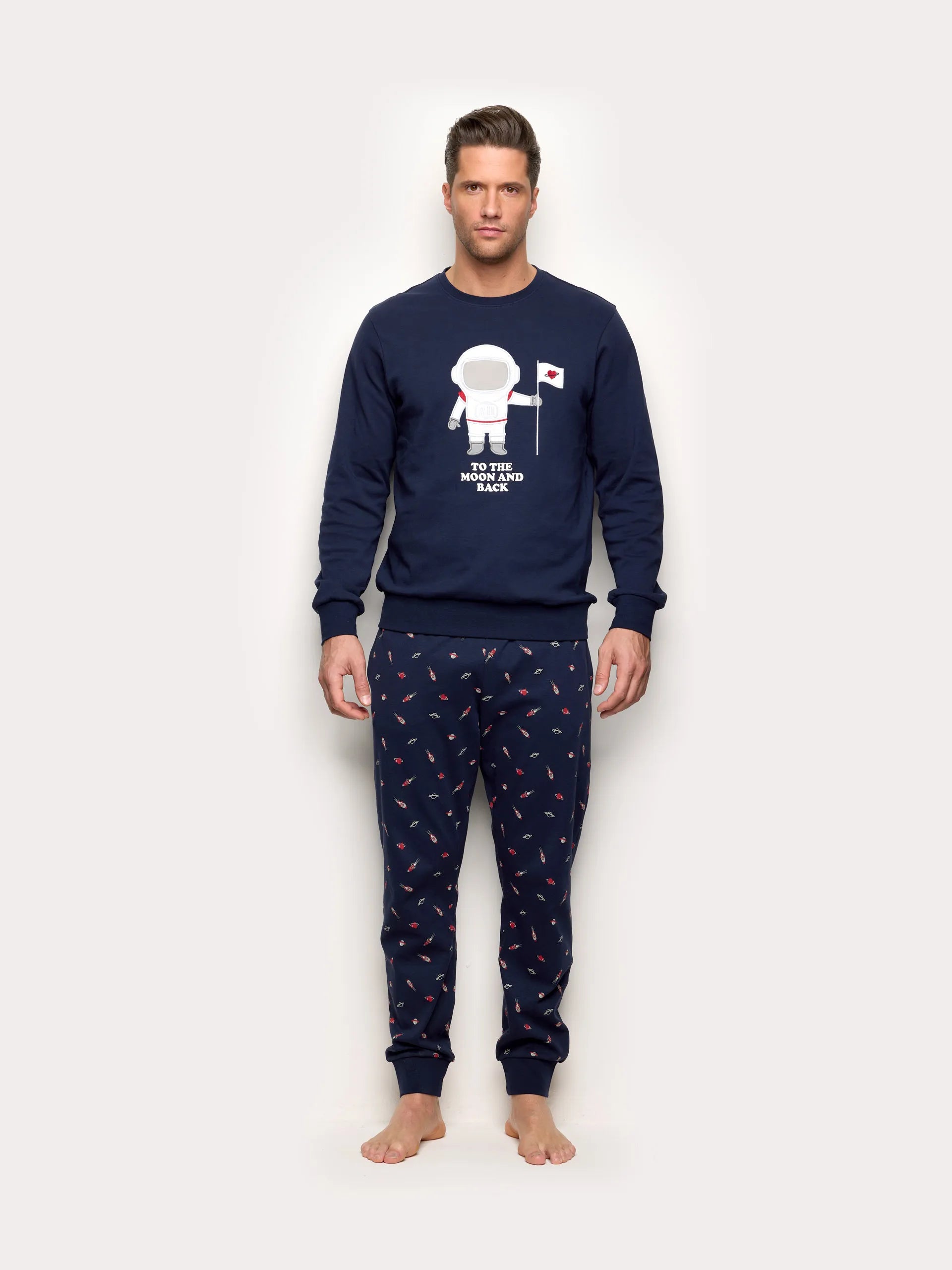 Yamamay_Night Blue_Space Print Interlock Cotton Long Pyjamas - That&