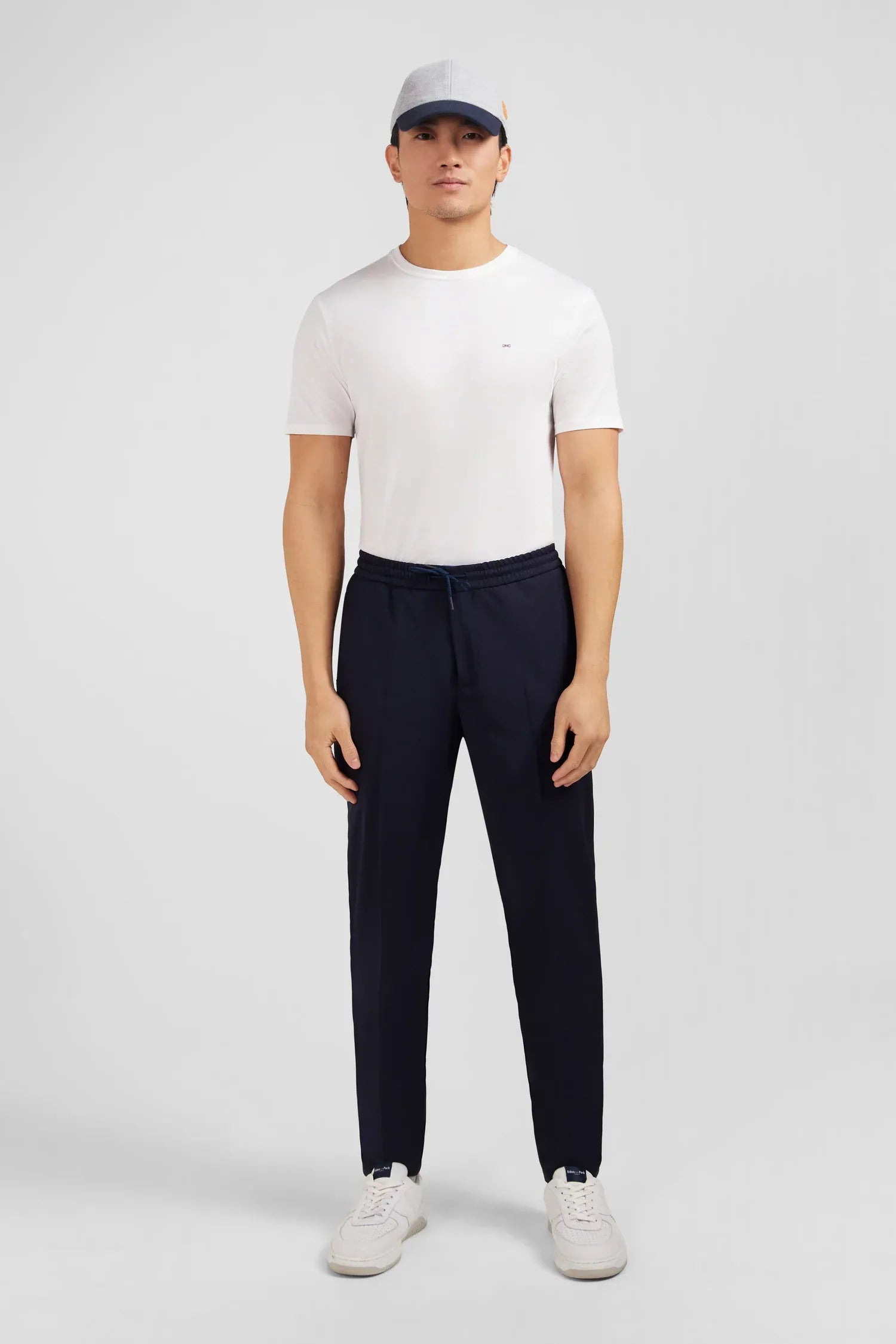 Eden Park Navy Blue Men Navy Blue Trousers with Elasticated Waist SKU: PPPANPAE0008_BLF Image 01