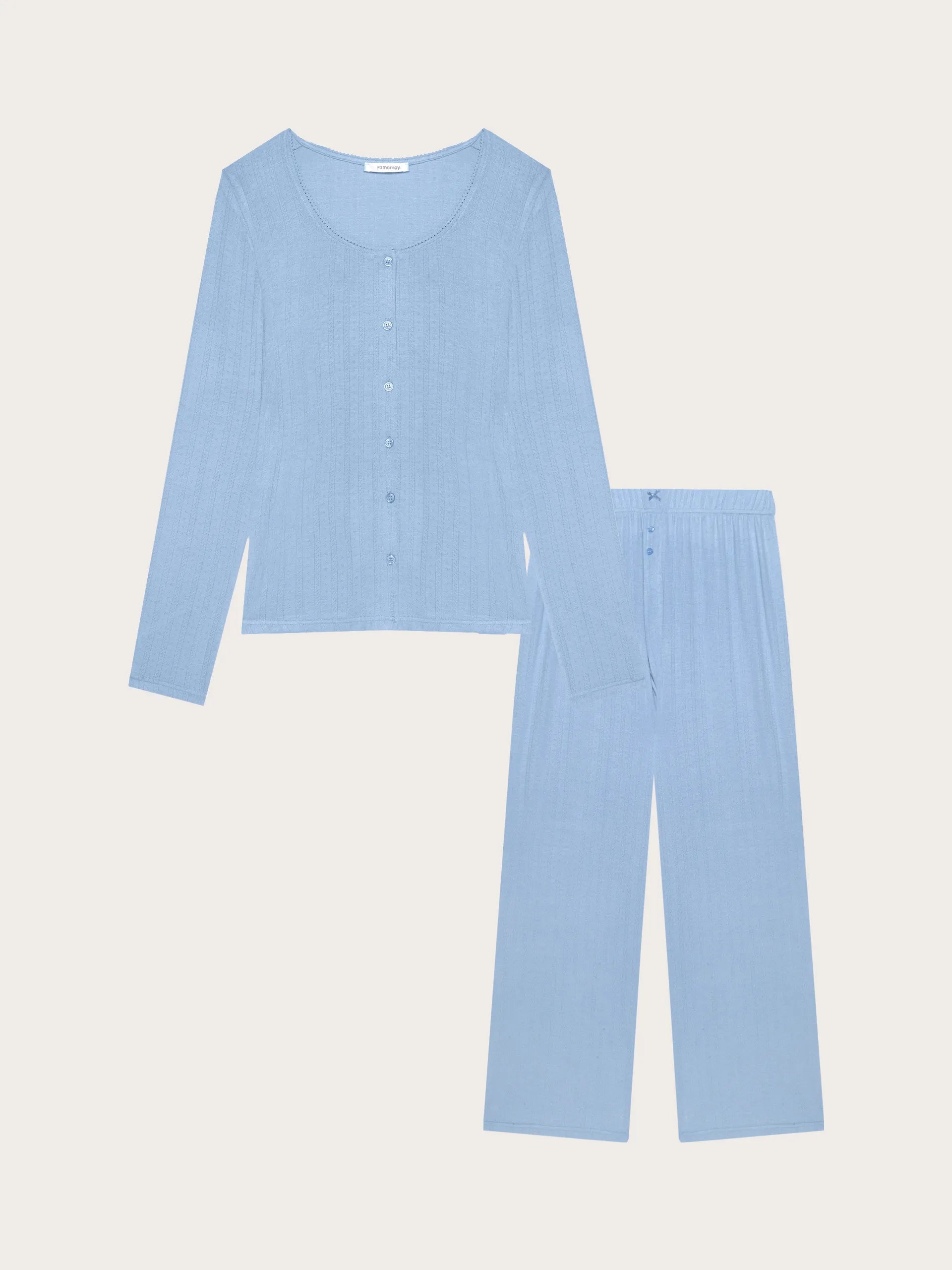 Yamamay_Powder Blue_Long Jacquard Jersey Pyjamas - Pointell_PPRD191004_242_04