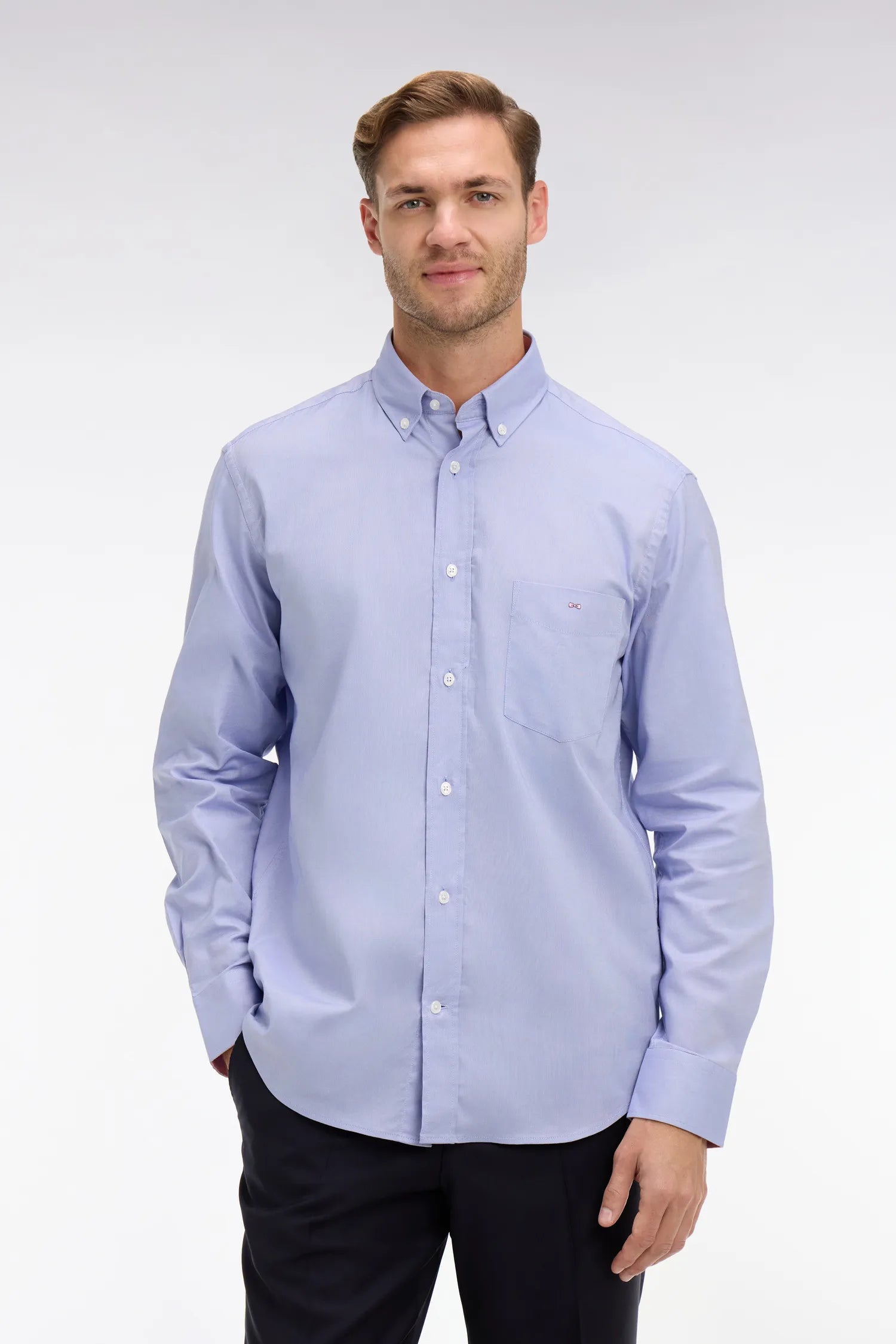 Eden Park Light Blue Men Blue Cotton Shirt SKU: PPSHICHE0020_BLM Image 01