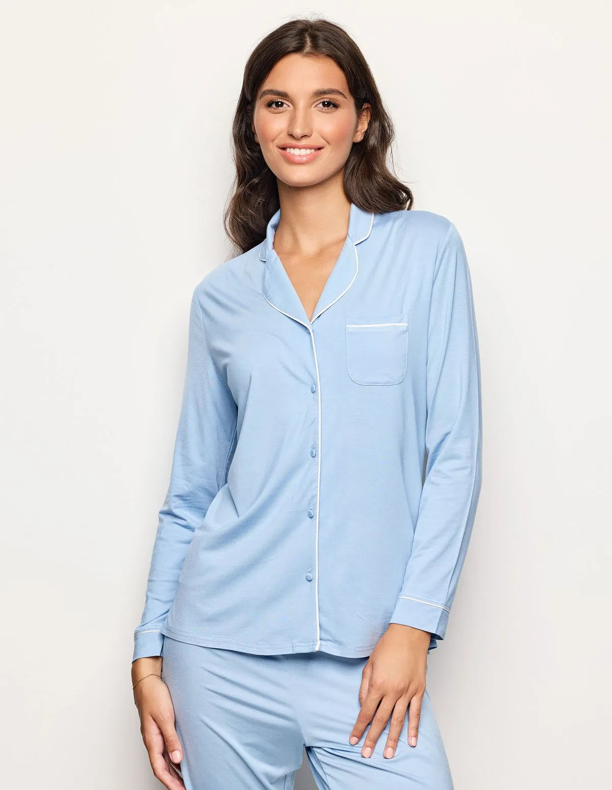 Yamamay_Baby Blue_Shirt-Style Pajama Top with Tencelª Modal Ð Daily Modal_PPTD183003_032_01
