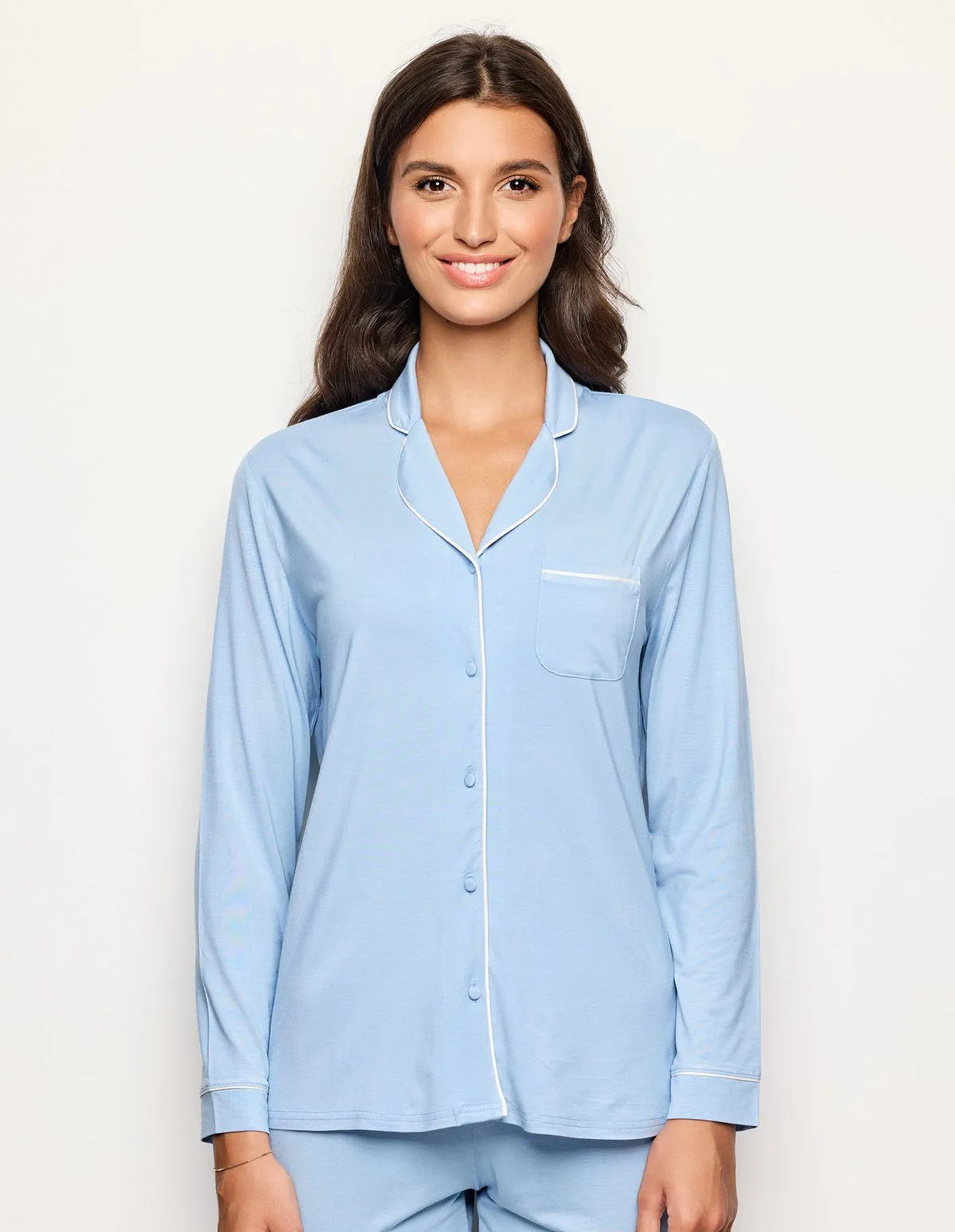 Yamamay_Baby Blue_Shirt-Style Pajama Top with Tencelª Modal Ð Daily Modal_PPTD183003_032_02