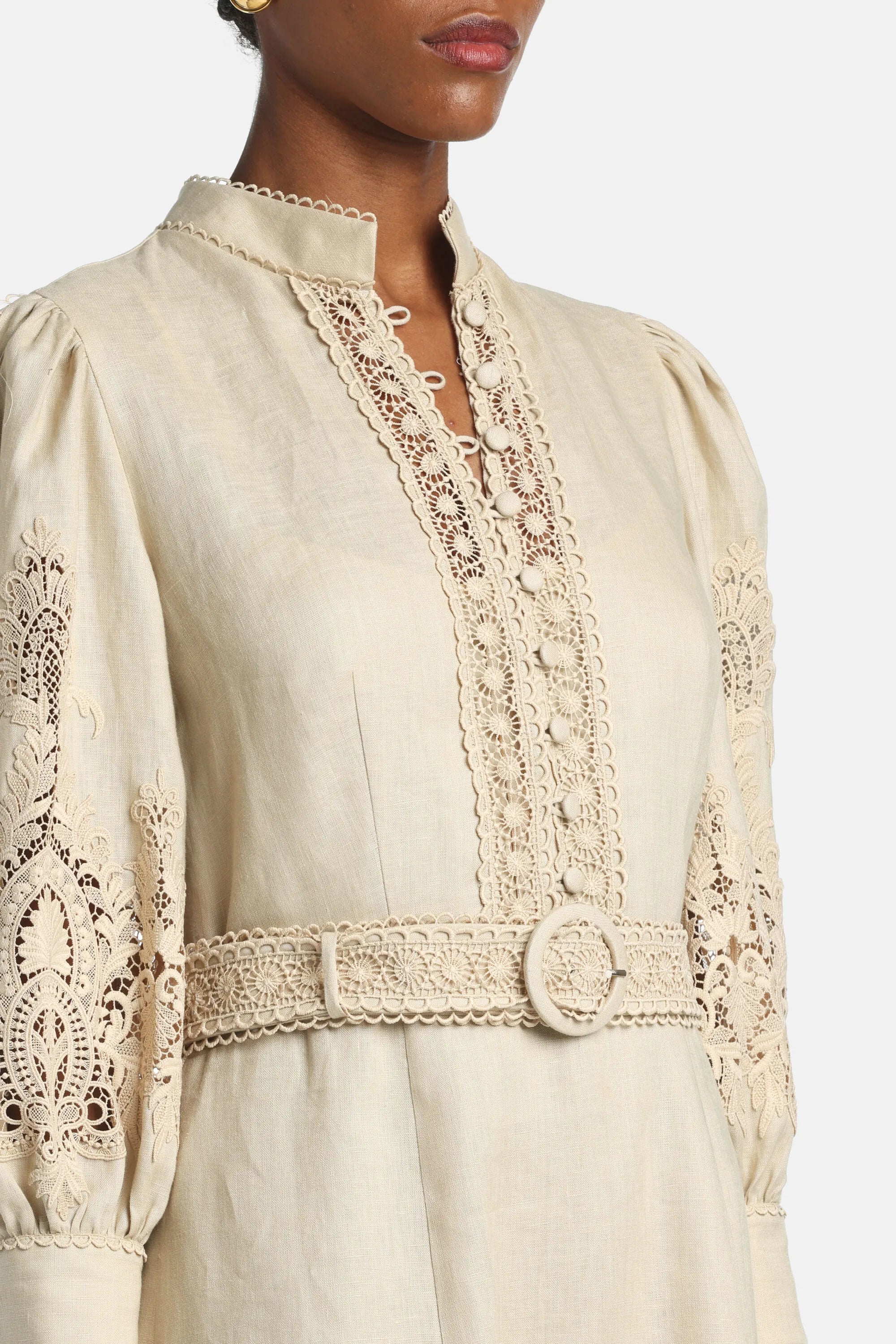 Luisa Spagnoli Beige Women Provina - Elegant MacramŽ Dress SKU: PROVINA_1102 Image 03