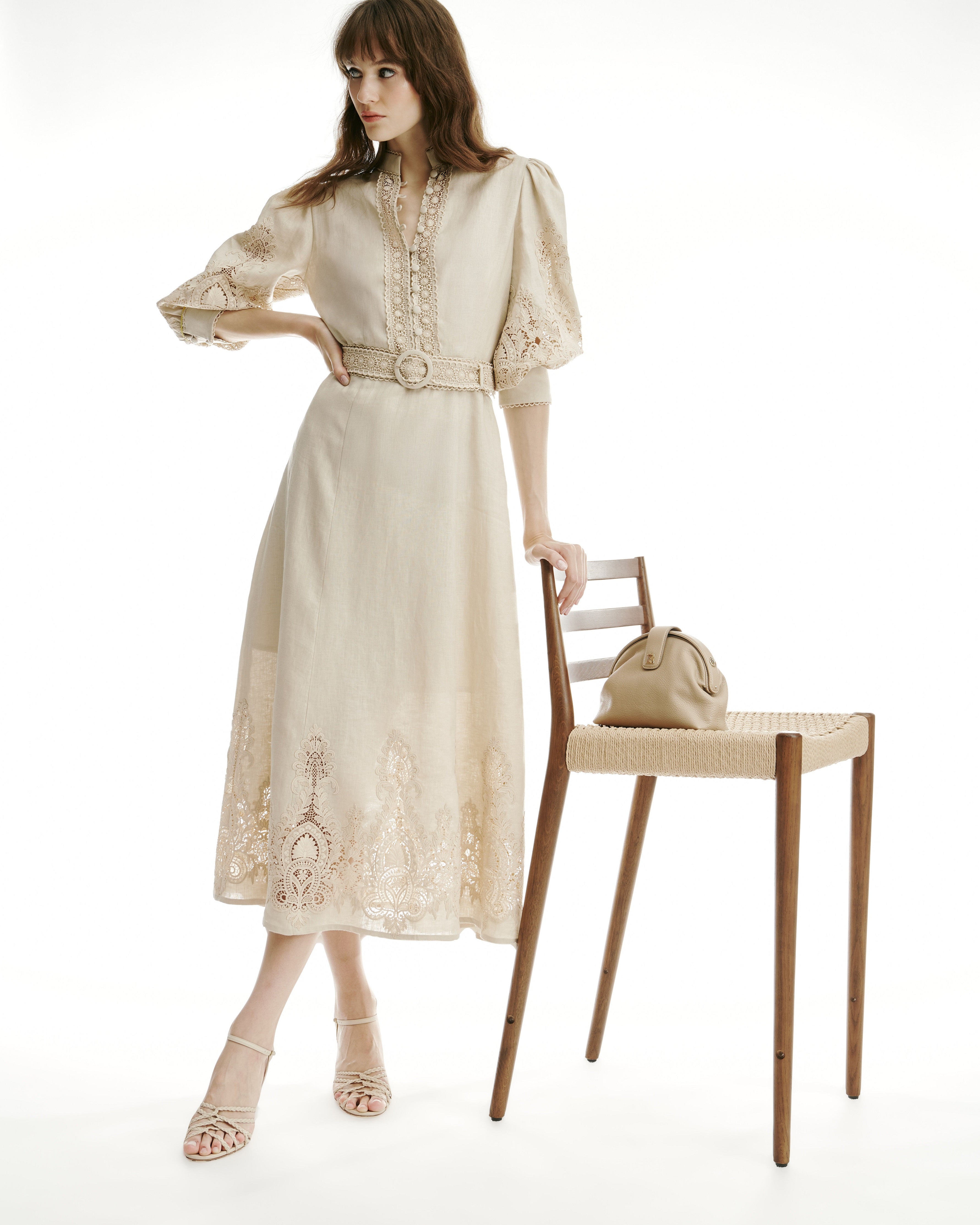 Luisa Spagnoli Beige Women Provina - Elegant MacramŽ Dress SKU: PROVINA_1102 Image 07