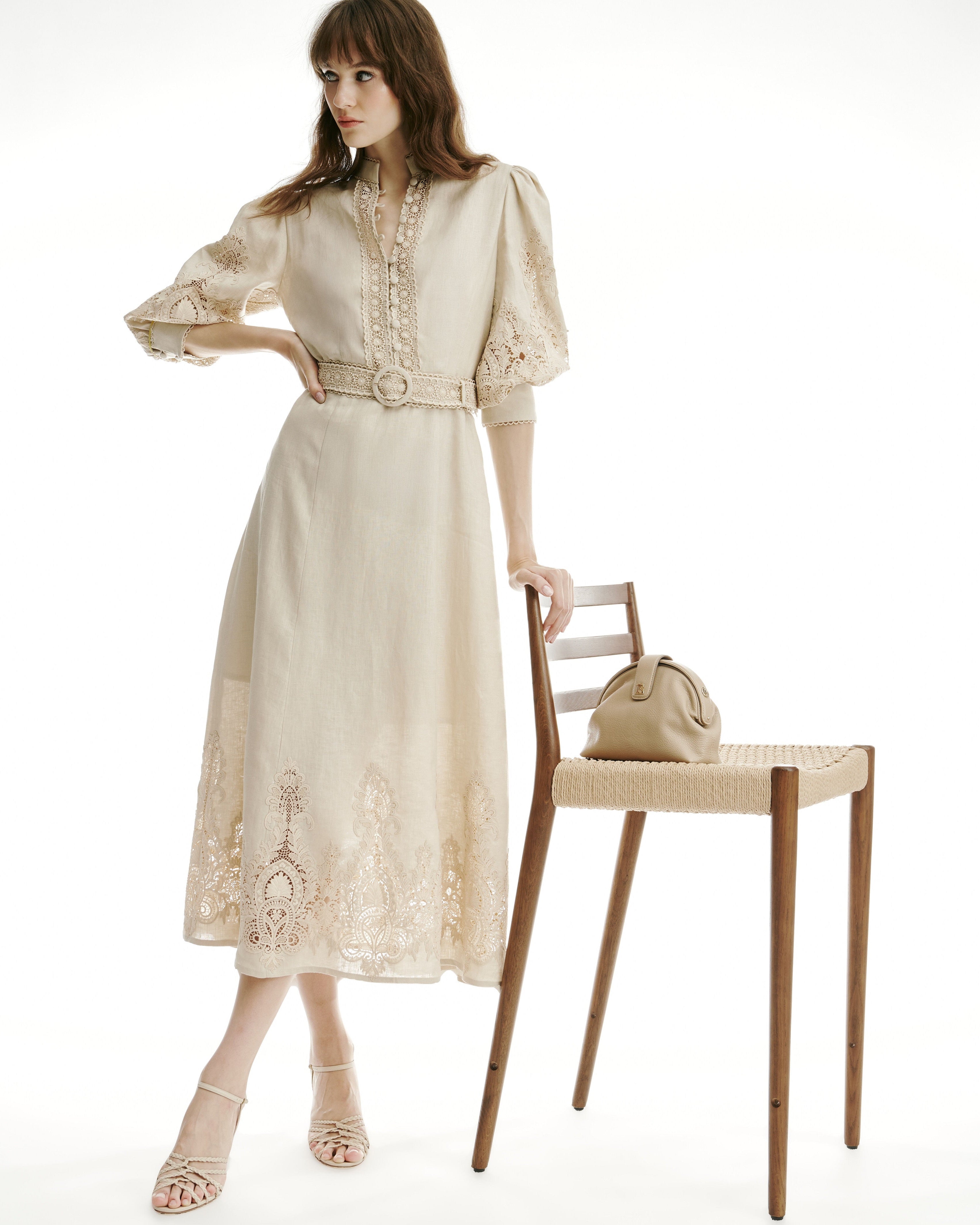 Luisa Spagnoli Beige Women Provina - Elegant MacramŽ Dress SKU: PROVINA_1102 Image 07