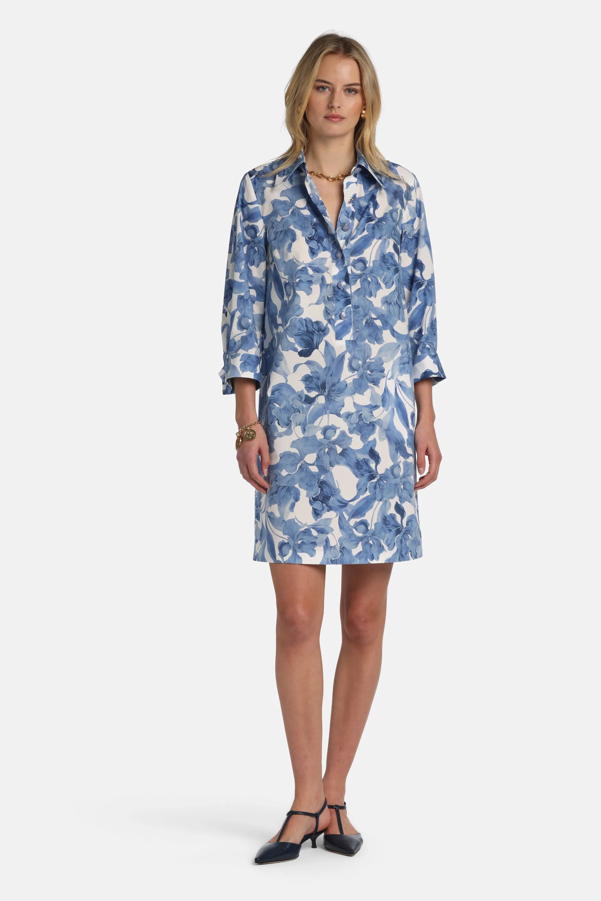 Luisa Spagnoli Var Panna Bluette Women Pungente - Floral Minidress SKU: PUNGENTE_4556 Image 01