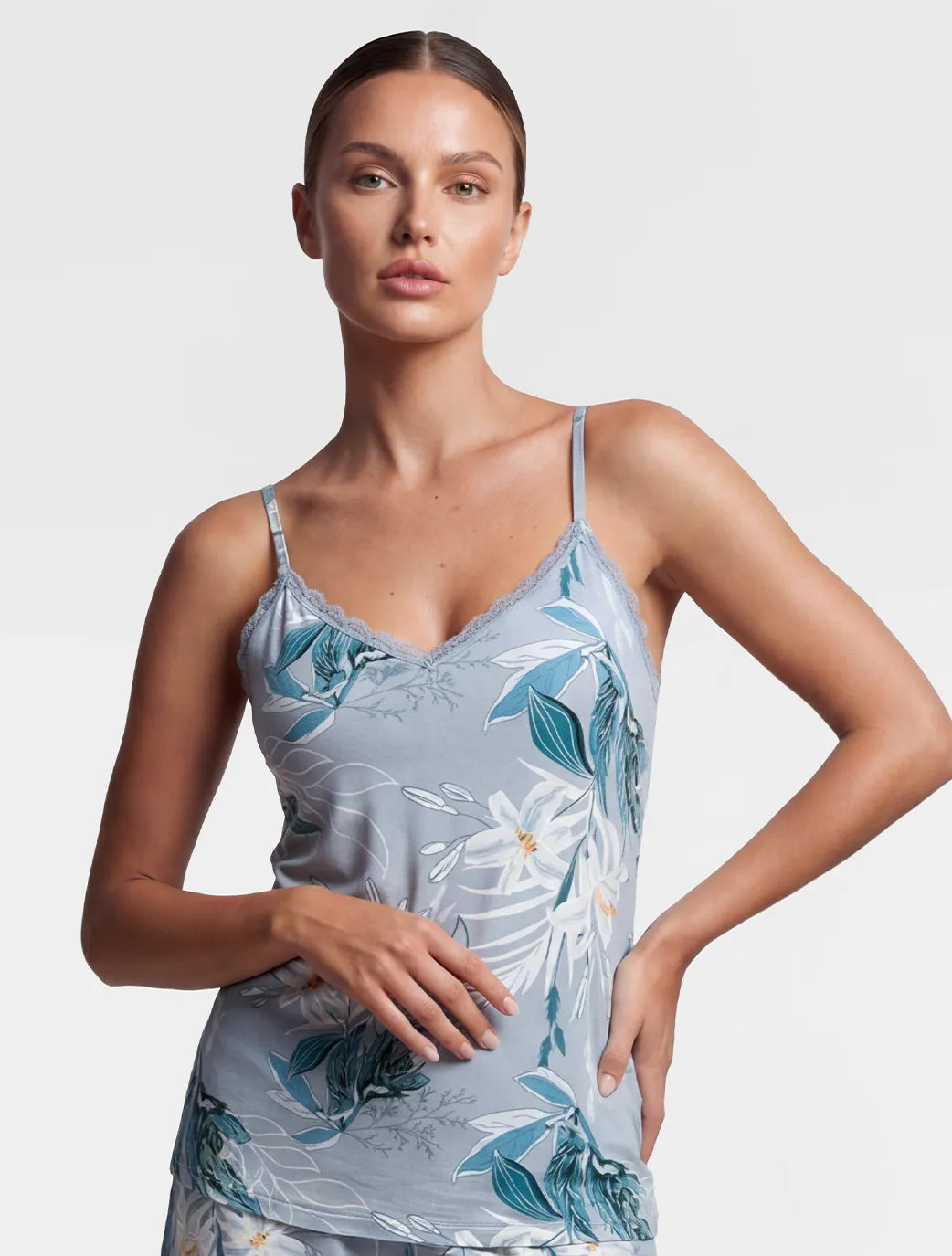 Marie France Multicolor Women Carlyn Floral Micro-Fiber Lounge Top SKU: PYCARLYNISHIRT_Multicolor Image 01