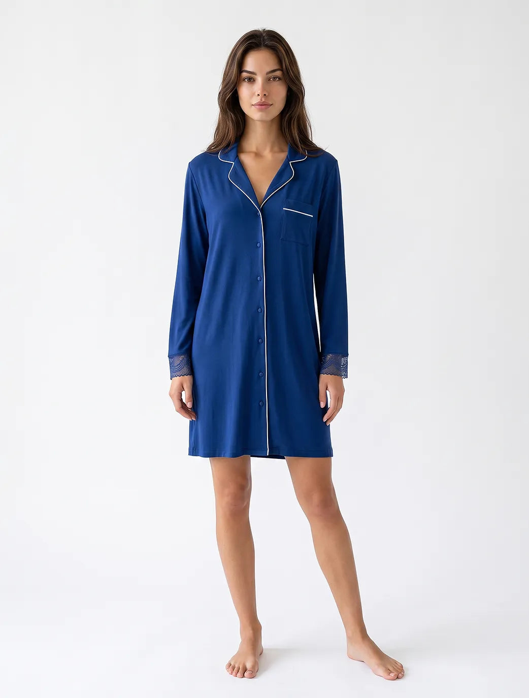 Marie France Navy Women Danna Chemise SKU: PYDANNACHEMISE_NAVY Image 03