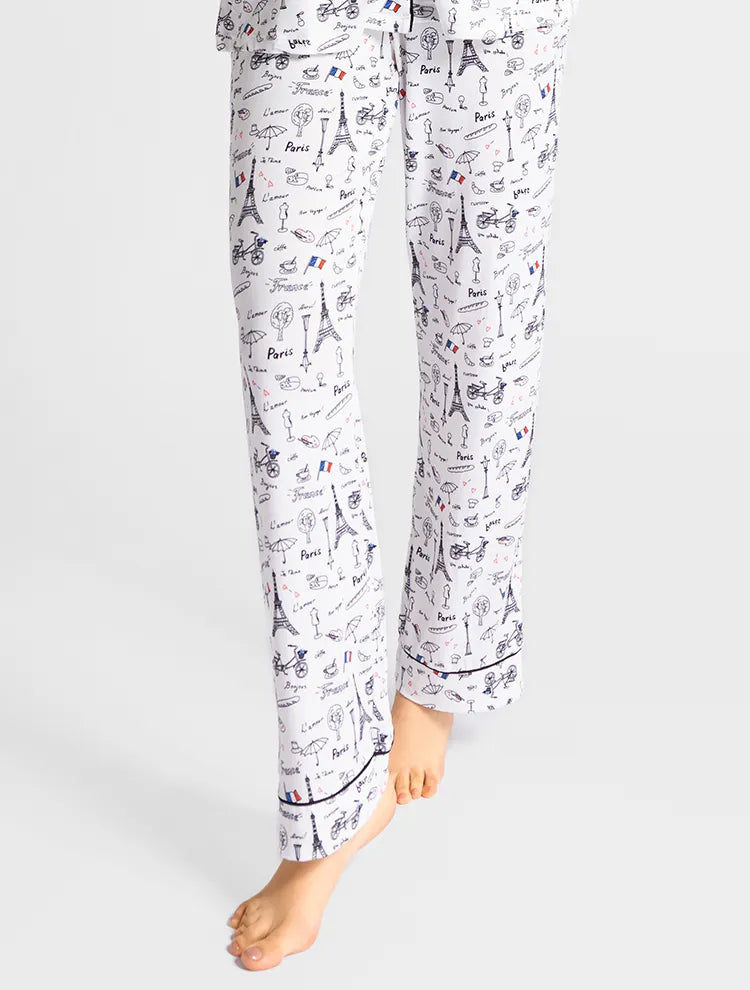 Marie France Multicolor Women Franco French Theme Print Pajama Set SKU: PYFRANCOSETOFFER_Multicolor Image 05