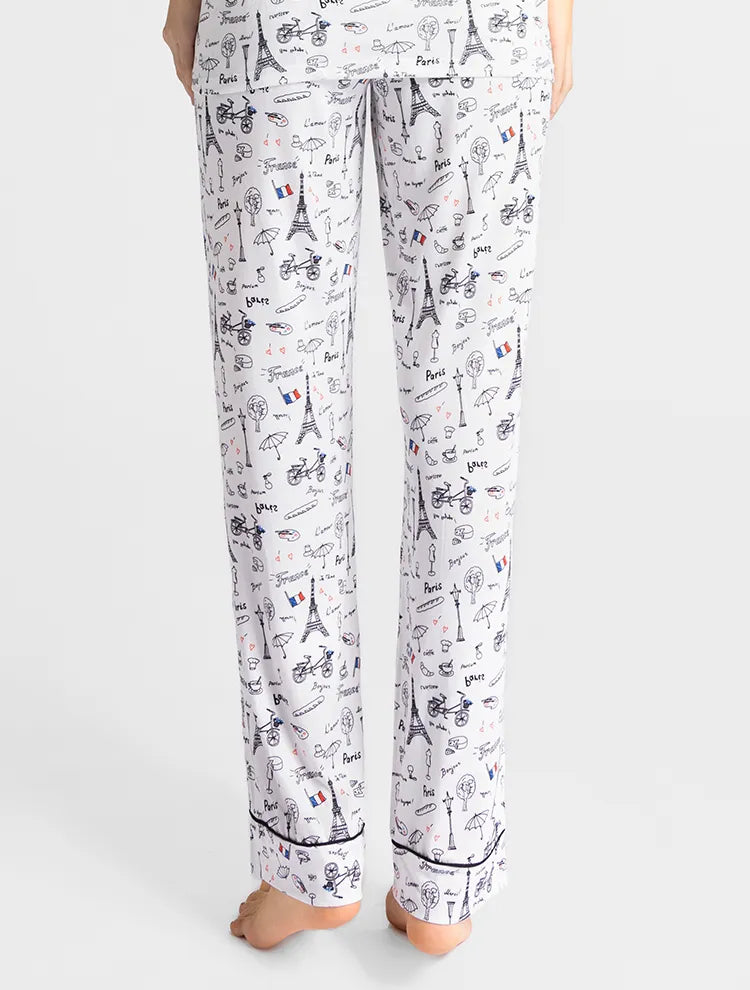 Marie France Multicolor Women Franco French Theme Print Pajama Set SKU: PYFRANCOSETOFFER_Multicolor Image 06