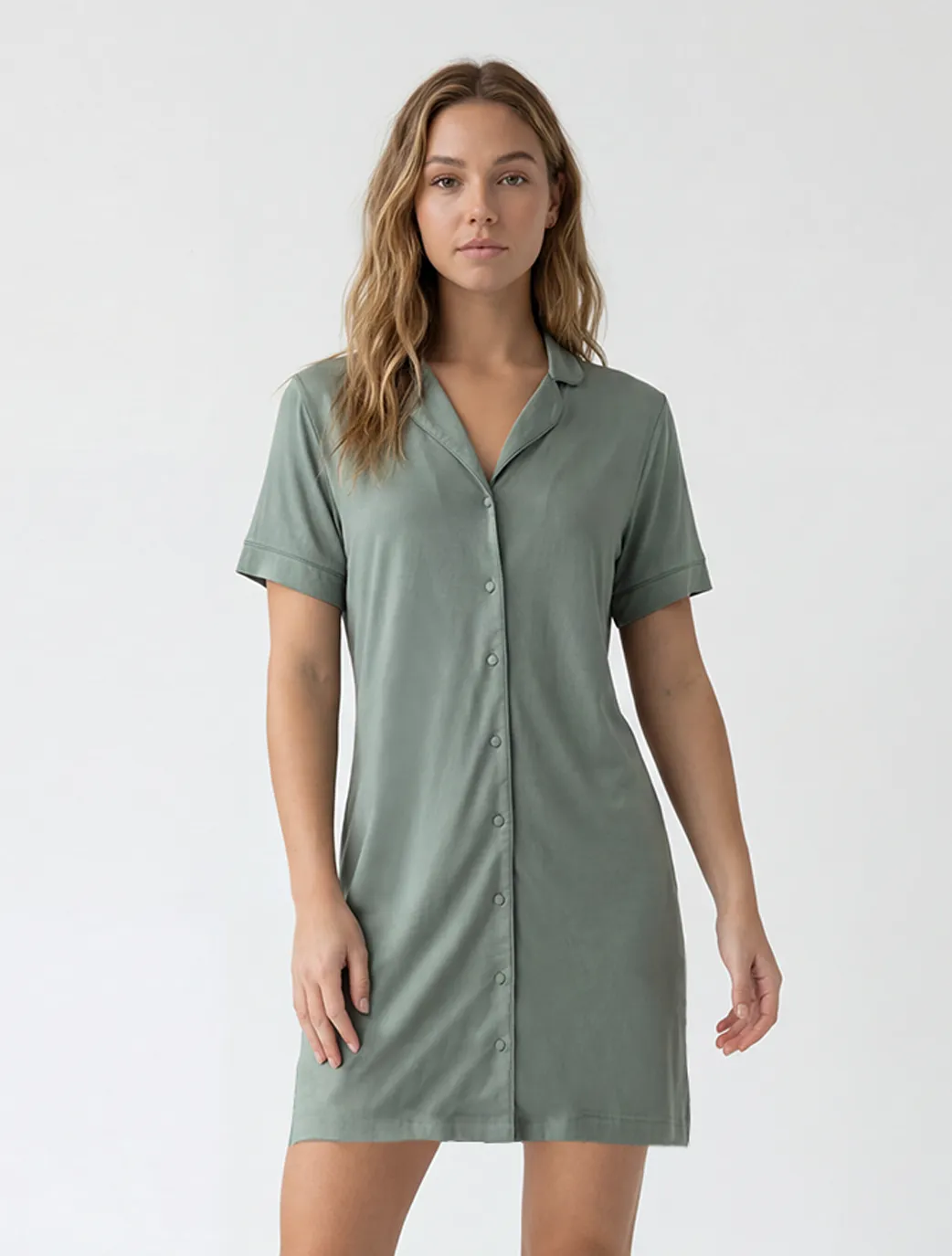 Marie France Green Women Kennedi Chemise Dress SKU: PYKENNEDICHEMISEDRES_Green Image 01