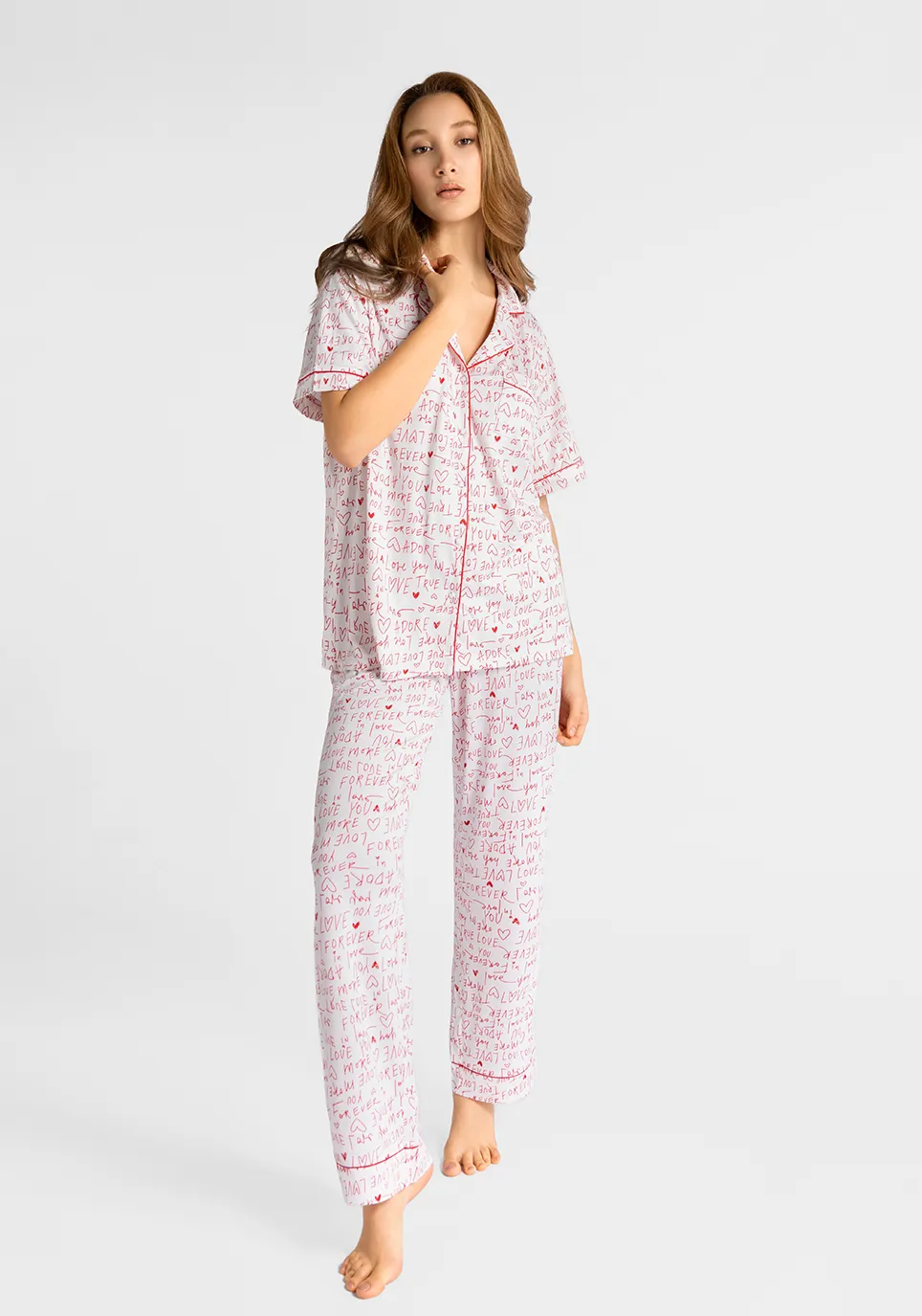 Marie France Multicolor Women Leemo Love Heart Print Nightwear Set SKU: PYLEEMOSETOFFER_Multicolor Image 01