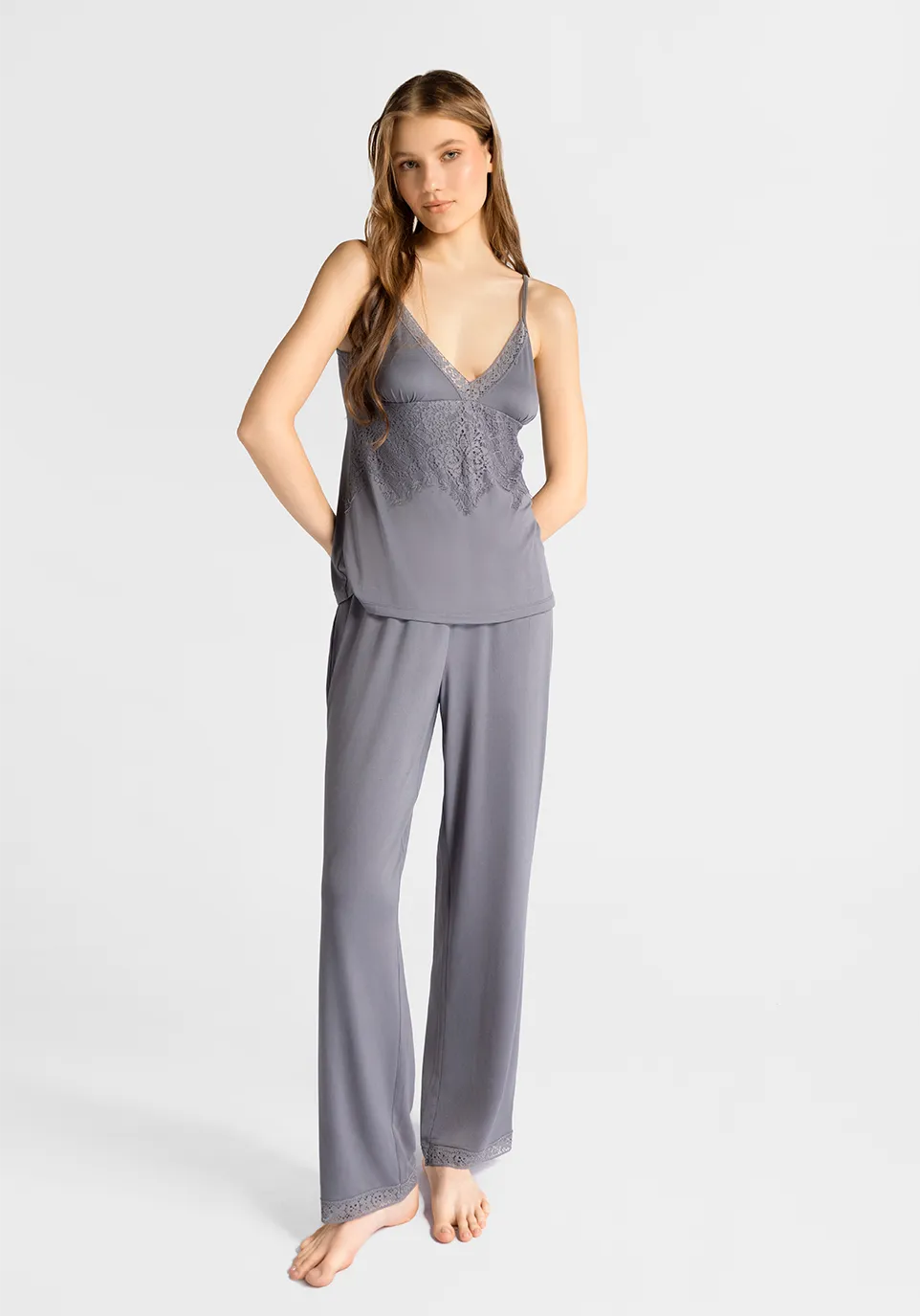Marie France Melory Pant_Grey Women Melory Pant SKU: PYMELORYPANT_Grey Image 01