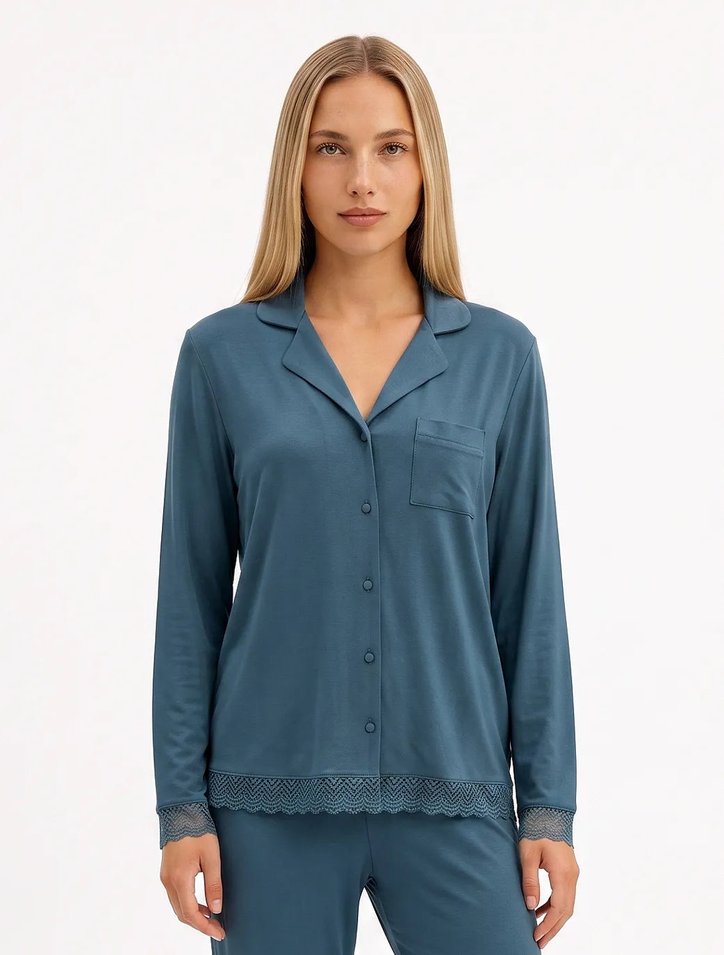 Marie France Blue Green Women Penira Chemsie SKU: PYPENIRACHEMISE_BLUE GREEN Image 01