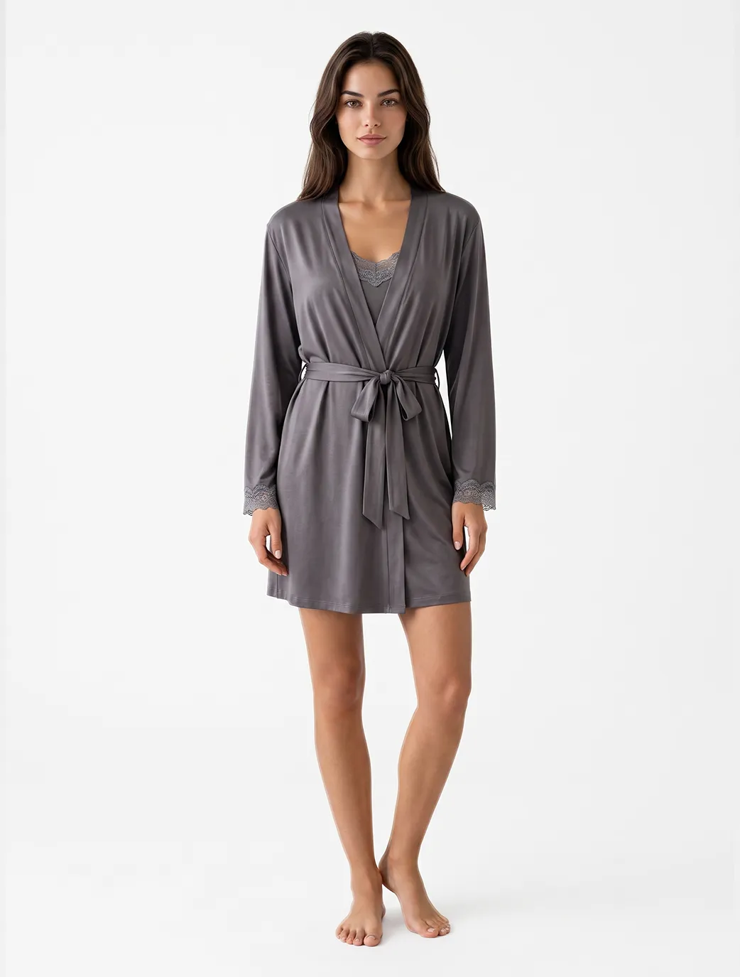 Marie France Grey Women Silvra Robe SKU: PYSILVRAROBE_GREY Image 03