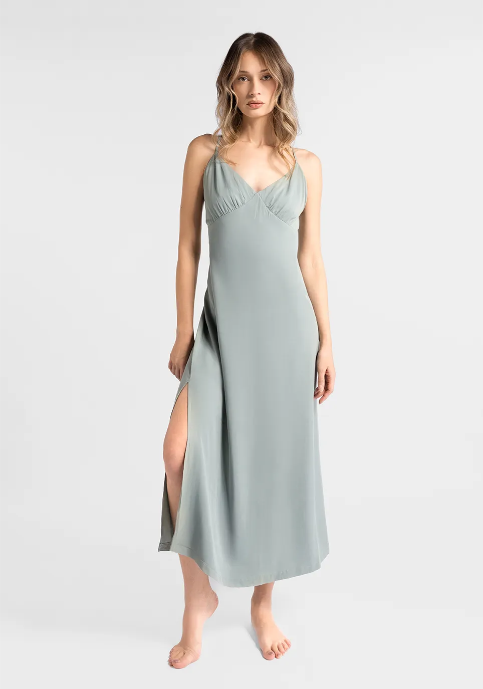 Marie France Green Women Tena Dress Viscose Sleep I-Shirt SKU: PYTENADRESSISHIRT_Green Image 03