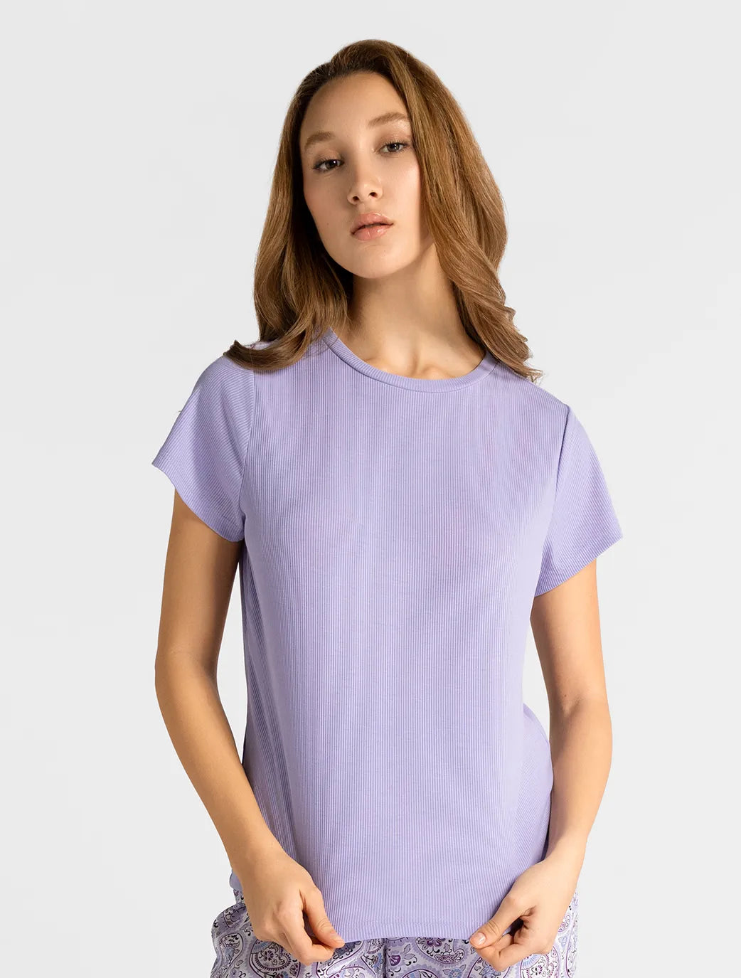 Marie France Velora T-Shirt Ribbed_Lilac Women Velora T-Shirt Ribbed SKU: PYVELORAT-SHIRTRIBBE_Lilac Image 01