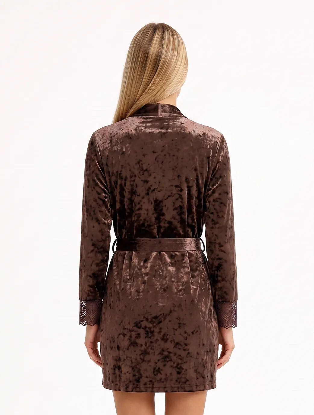 Marie France Brown Women Veloura Robe SKU: PYVELOURAROBE_BROWN Image 02