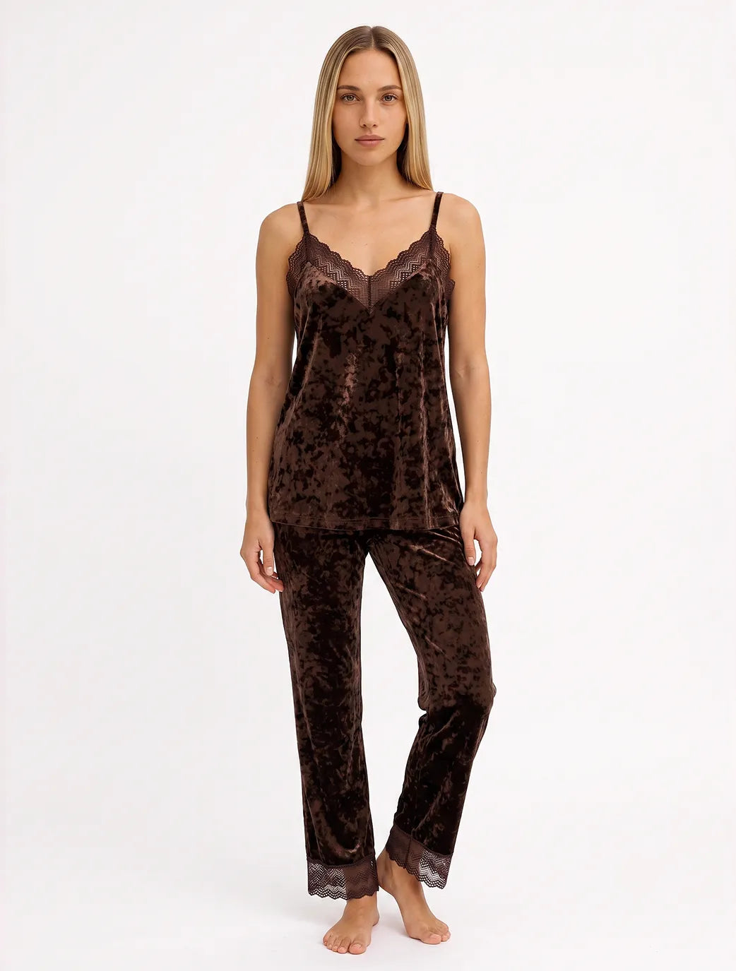 Marie France Brown Women Veloura Top SKU: PYVELOURATOP_BROWN Image 03