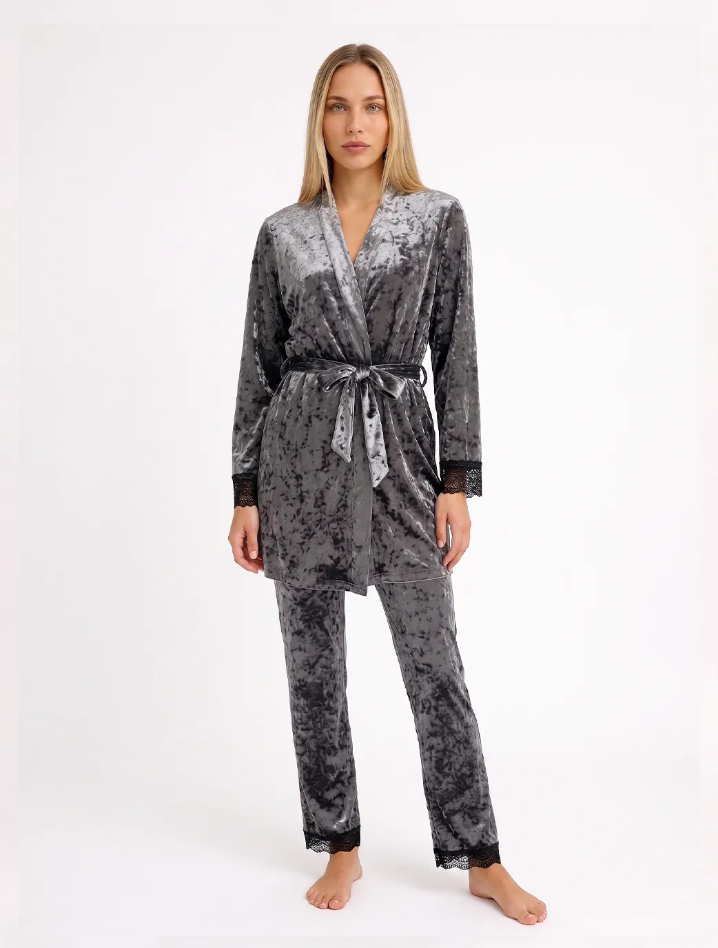 Marie France Grey Women Vireya Robe SKU: PYVIREYAROBE_GREY Image 03